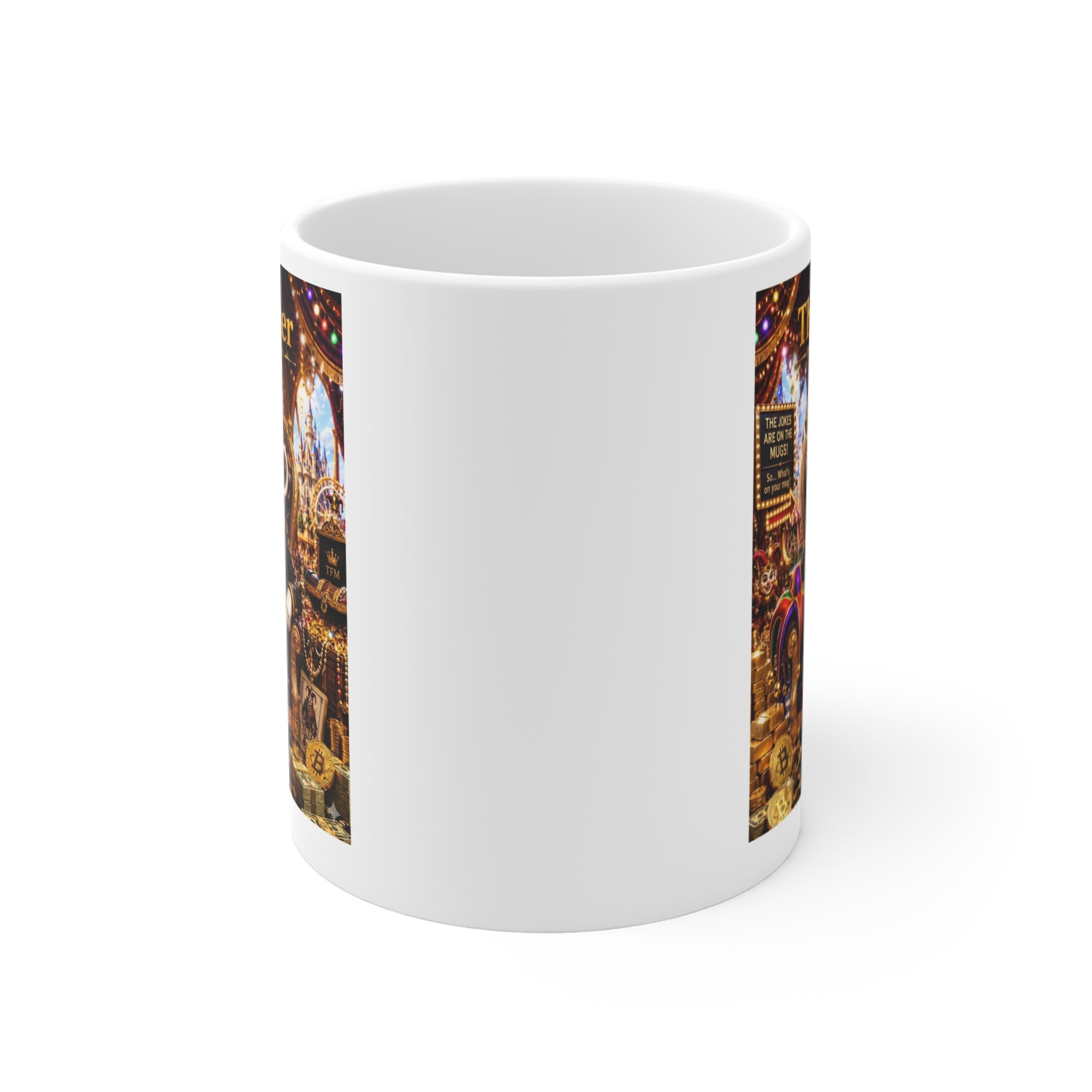 The Jester™ AKA Fuglarious™  White Mug — Royal Humor, Bold Character & Luxury Charm