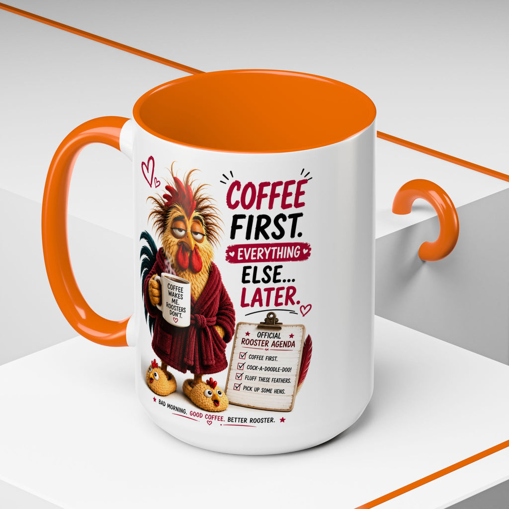Coffee First. Everything Else… Later.™ | Luxury Rooster Coffee Mug | Funny Farmhouse Morning Gift | Cozy Coffee Lover Ceramic Mug