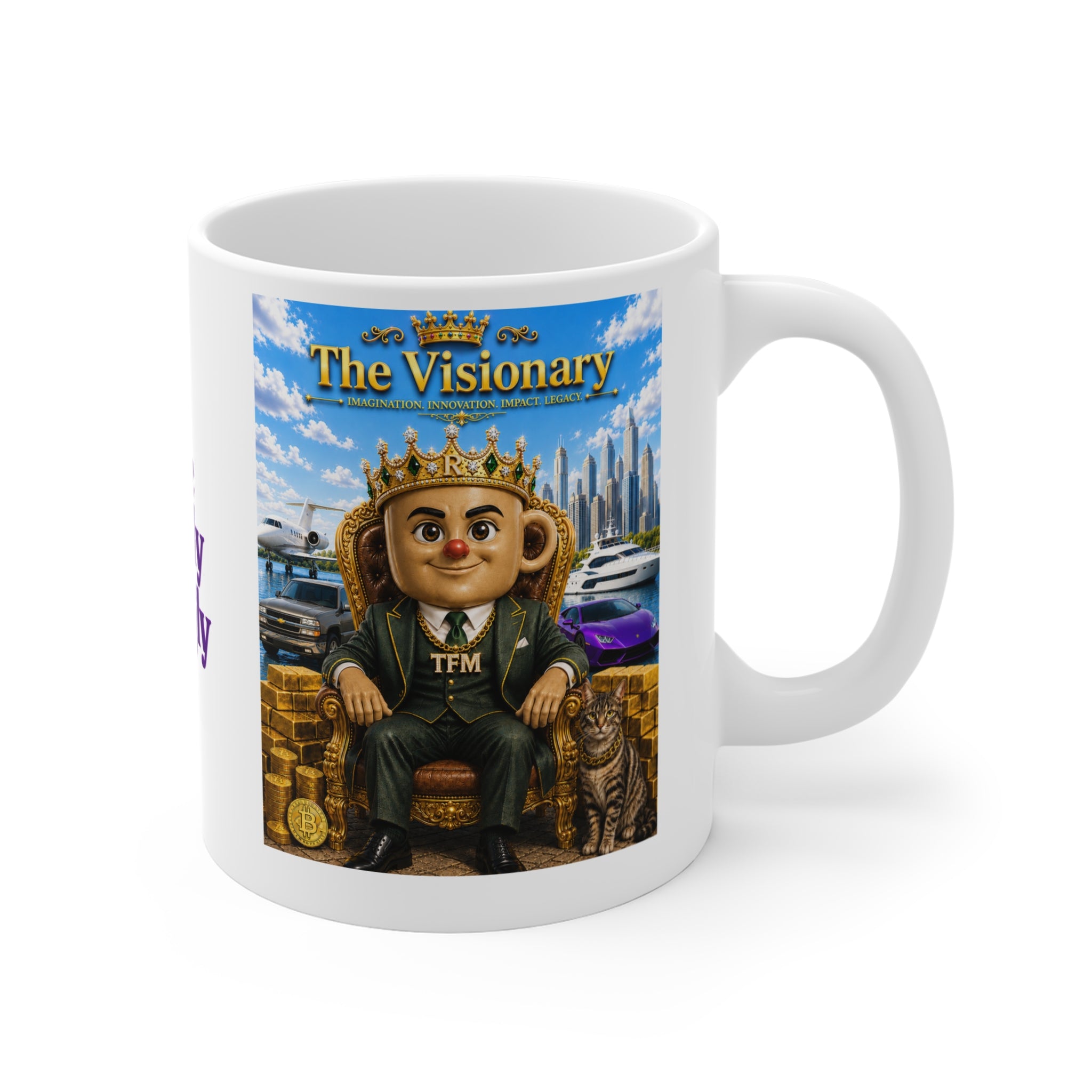 The Visionary™ Luxury White Coffee Mug – Imagination. Innovation. Impact. Legacy.