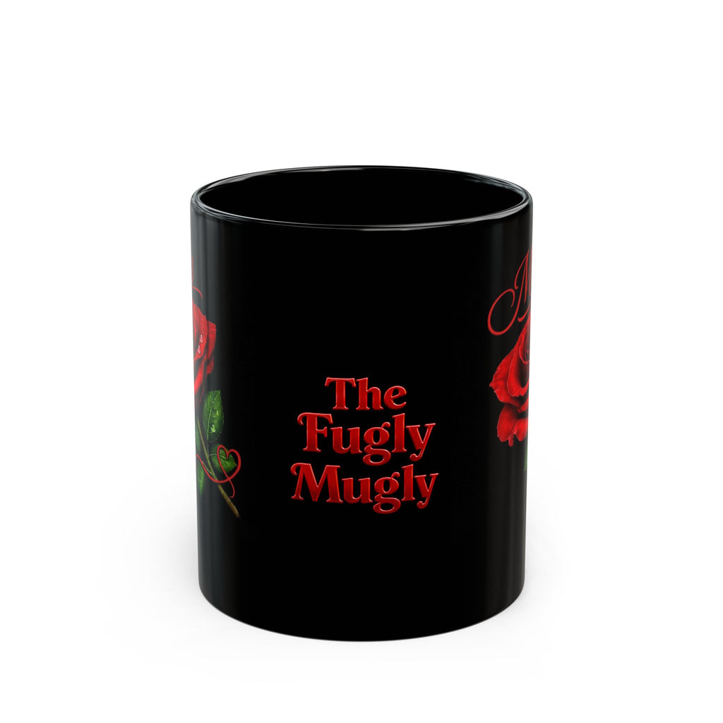 Mary Signature Rose Black Mug – Personalized Luxury Gift for Mom, Mother’s Day Elegant Keepsake