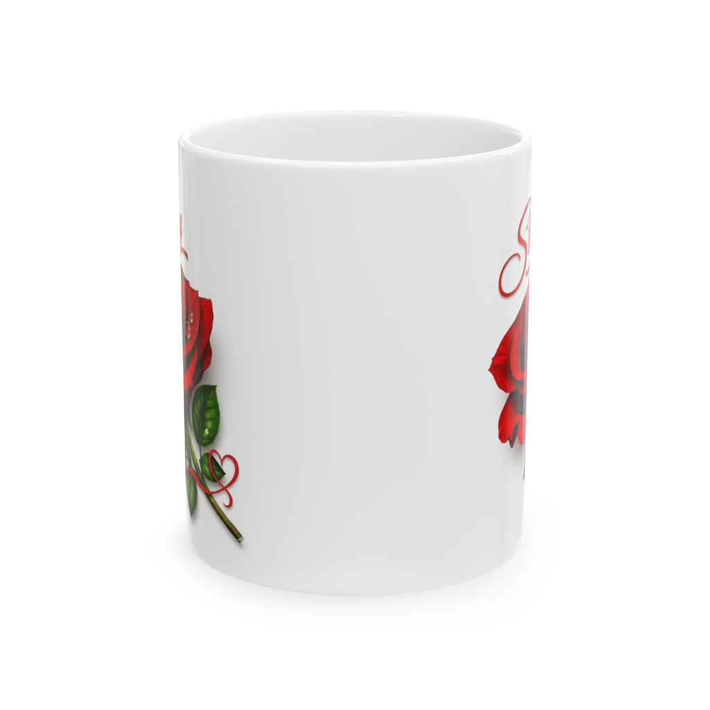 Stacey – A Name That Stands With Confidence | Signature Rose White Mug – Elegant Personalized Gift