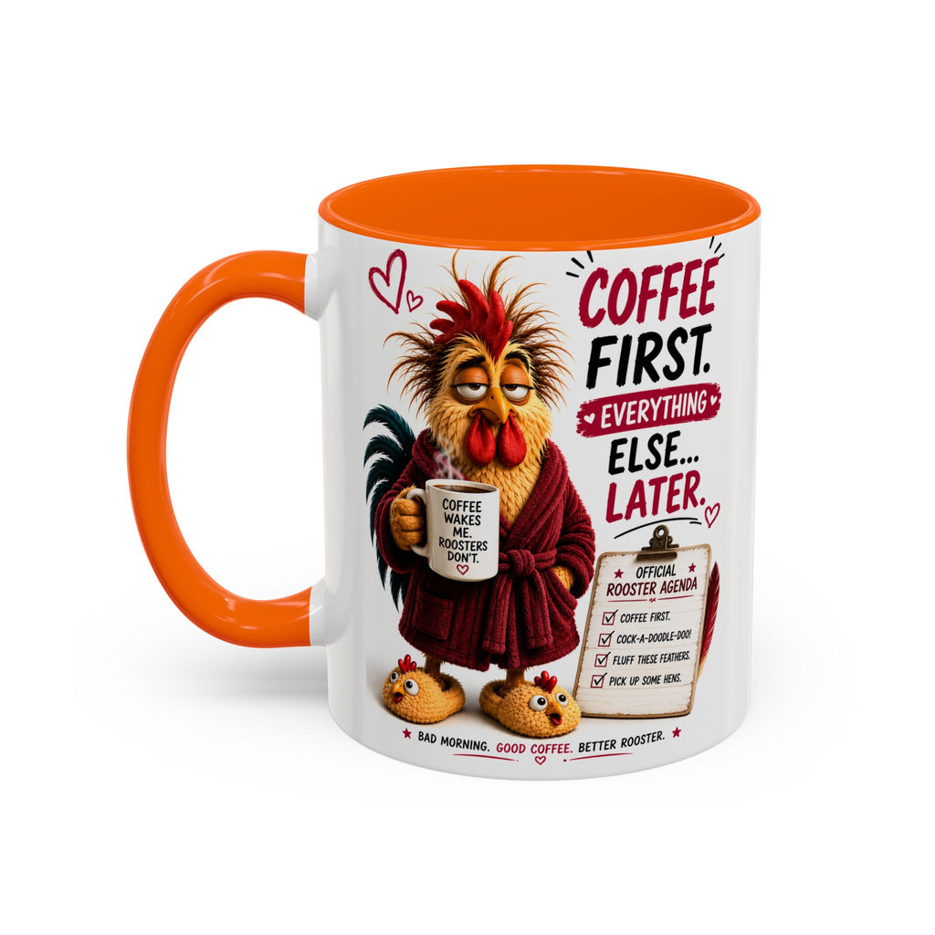 Coffee First. Everything Else… Later.™ | Luxury Rooster Coffee Mug | Funny Farmhouse Morning Gift | Cozy Coffee Lover Ceramic Mug