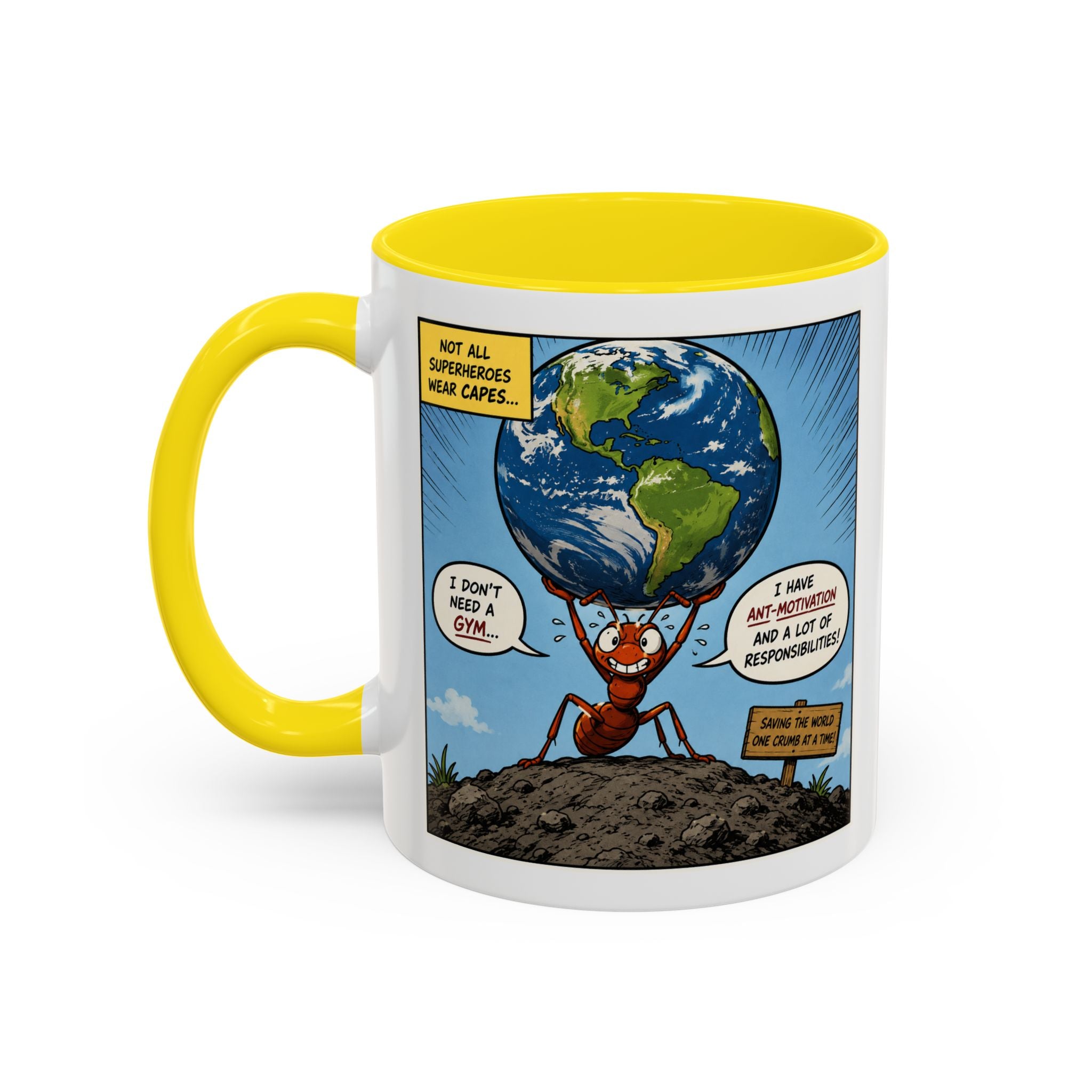 Ant-Motivation Comic Mug – Inspirational Coffee Mug | Funny Luxury Motivation Mug