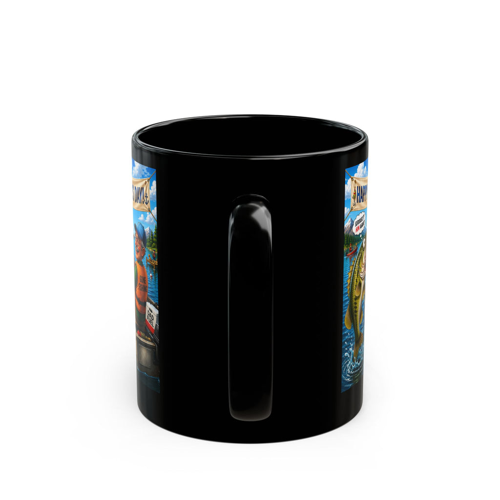 Funny Father’s Day Fishing Mug for Dad – “Dad’s Therapy” Premium Black Coffee Mug | Humorous Fisherman Gift for Dad | The Fugly Mugly™