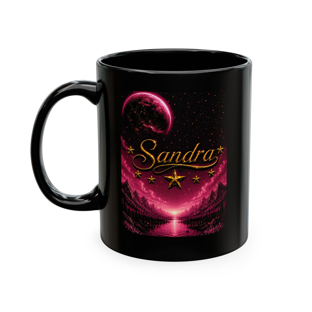 Sandra Pink Moon Goddess | Personalized Celestial Name Mug | Luxury Pink Galaxy Coffee Mug | Custom Witchy Gift | Mystical Moon Phase Ceramic Cup
