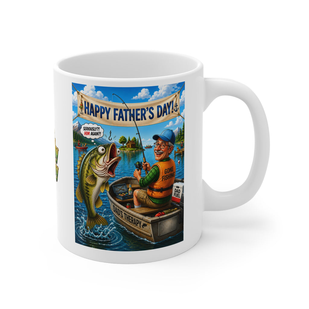 Funny Fishing Dad Mug – Dads Therapy Fathers Day Coffee Mug – Premium – Gift for Dad – Happy Fathers Day Lake Life Mug