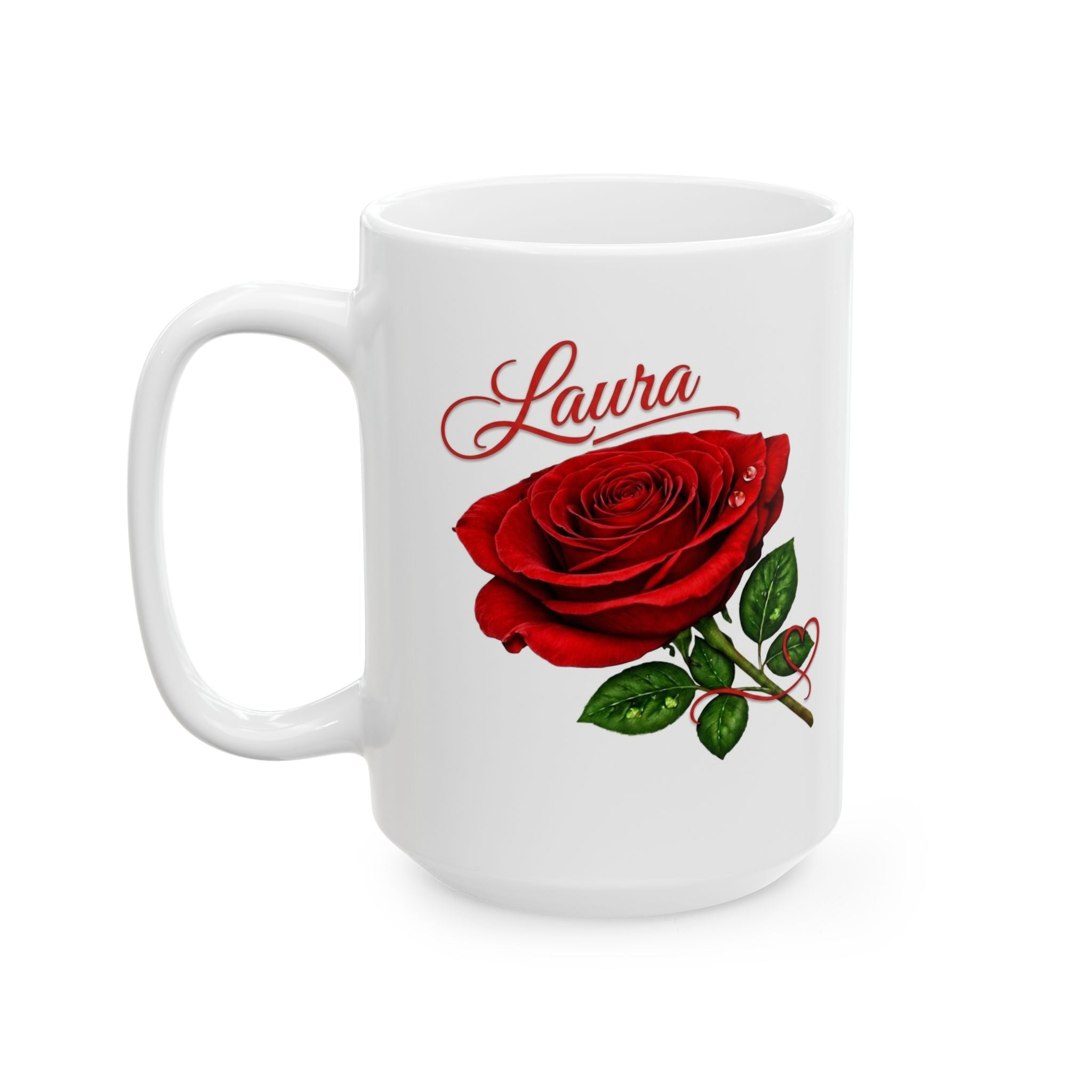 Laura – A Name That Feels Effortless | Signature Rose White Mug – Personalized Elegant Gift
