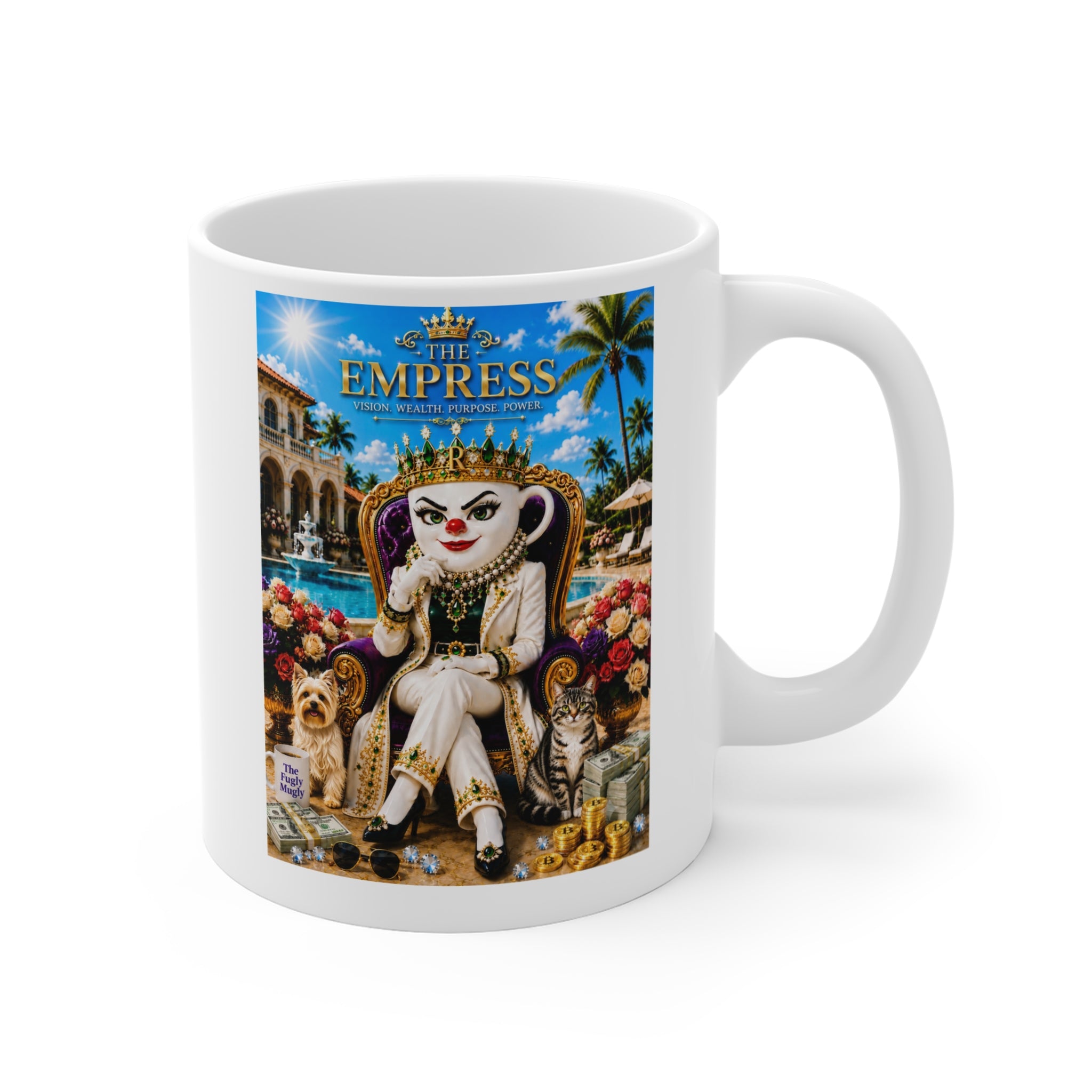 The Empress™ Luxury White Coffee Mug – Vision • Wealth • Purpose • Power