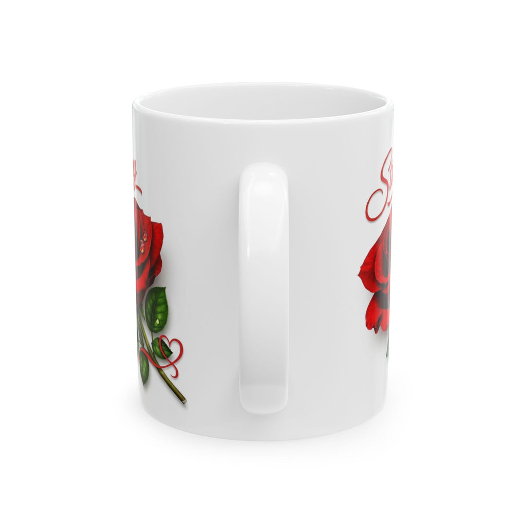 Stacey – A Name That Stands With Confidence | Signature Rose White Mug – Elegant Personalized Gift
