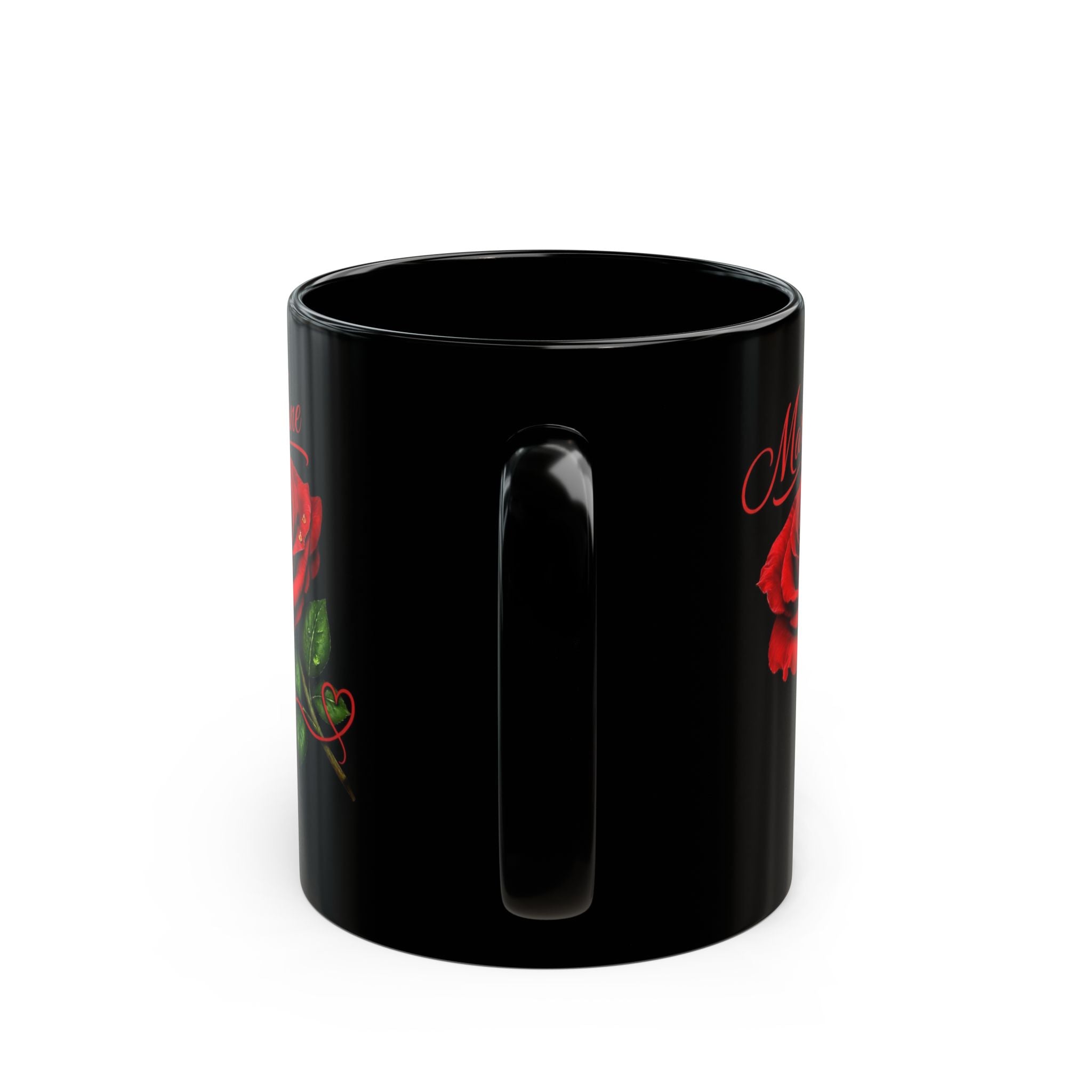 Mary Jane Signature Rose Black Mug – Personalized Luxury Gift & Elegant Keepsake