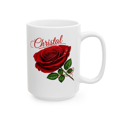Christal – A Name That Stands Strong | Signature Rose White Mug – Elegant Personalized Gift