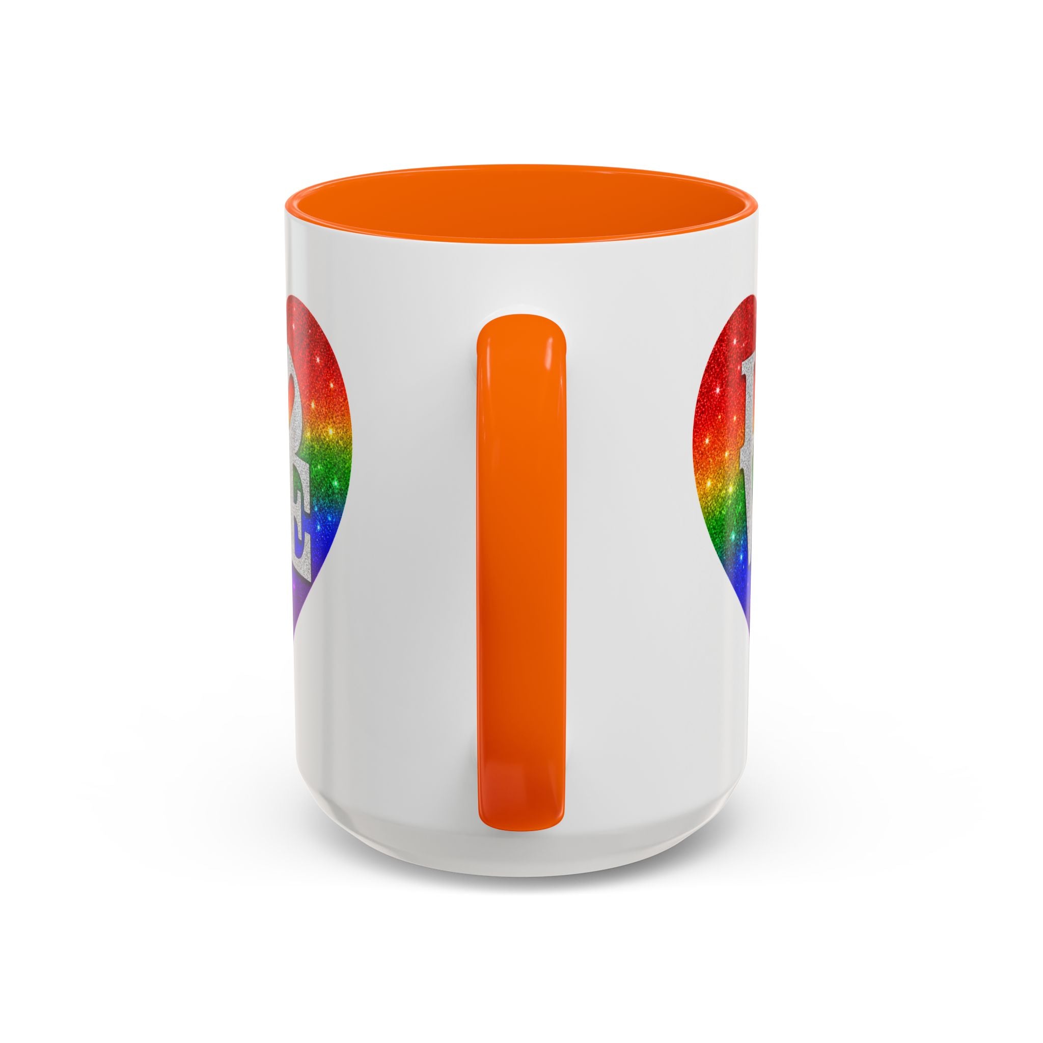 Rainbow LOVE Jewel Heart White Coffee Mug – Luxury Glitter Heart Mug | Premium Sparkling Rainbow LOVE Design