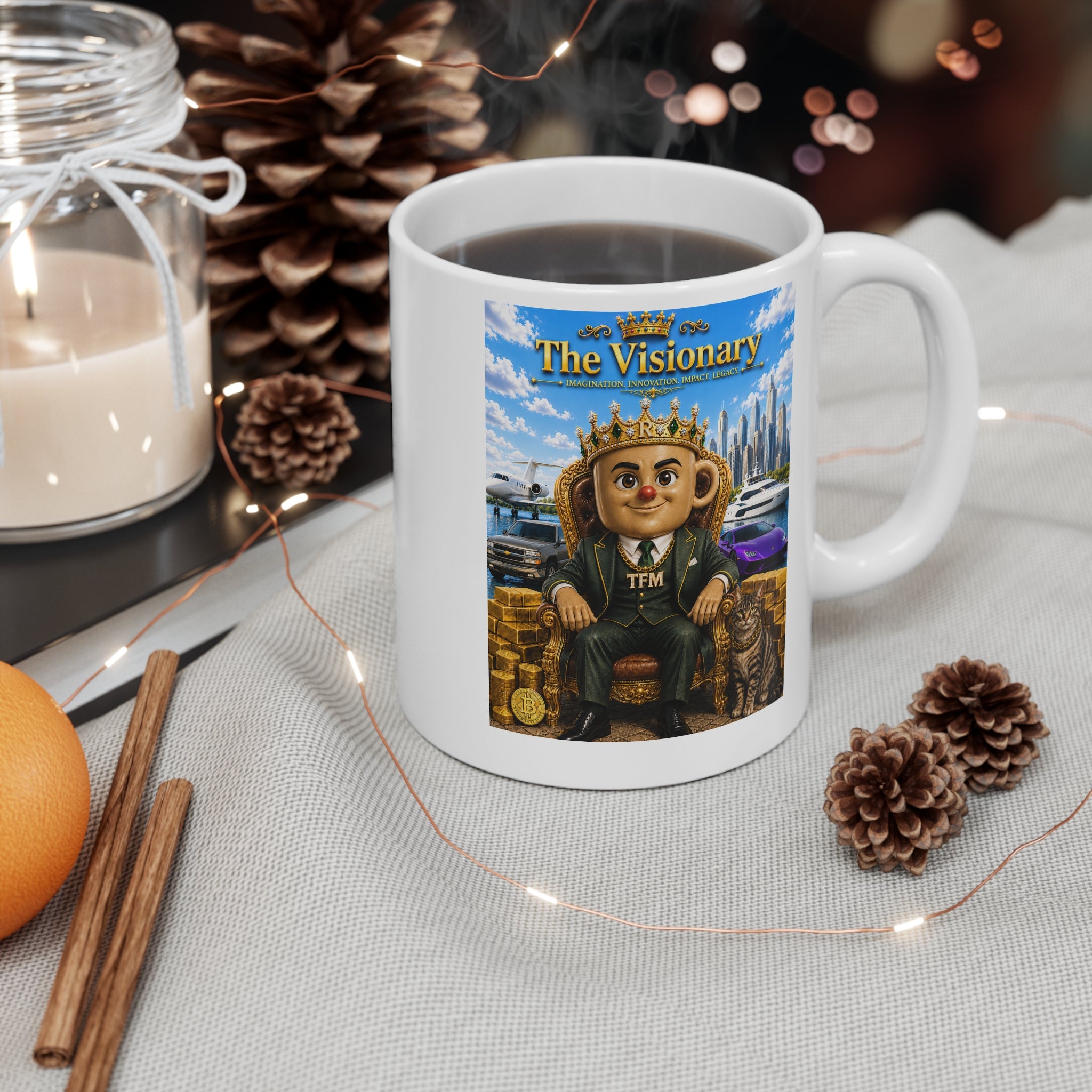 The Visionary™ Luxury White Coffee Mug – Imagination. Innovation. Impact. Legacy.