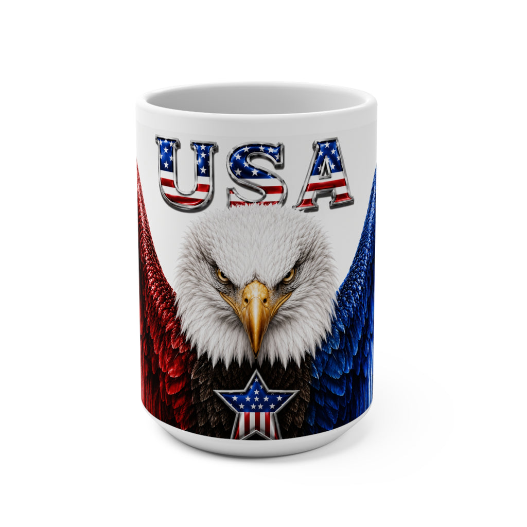 The Fugly Mugly™ USA 250 Patriotic Eagle White Mug – American Freedom Art Coffee Mug, Limited Edition Collector's Gift