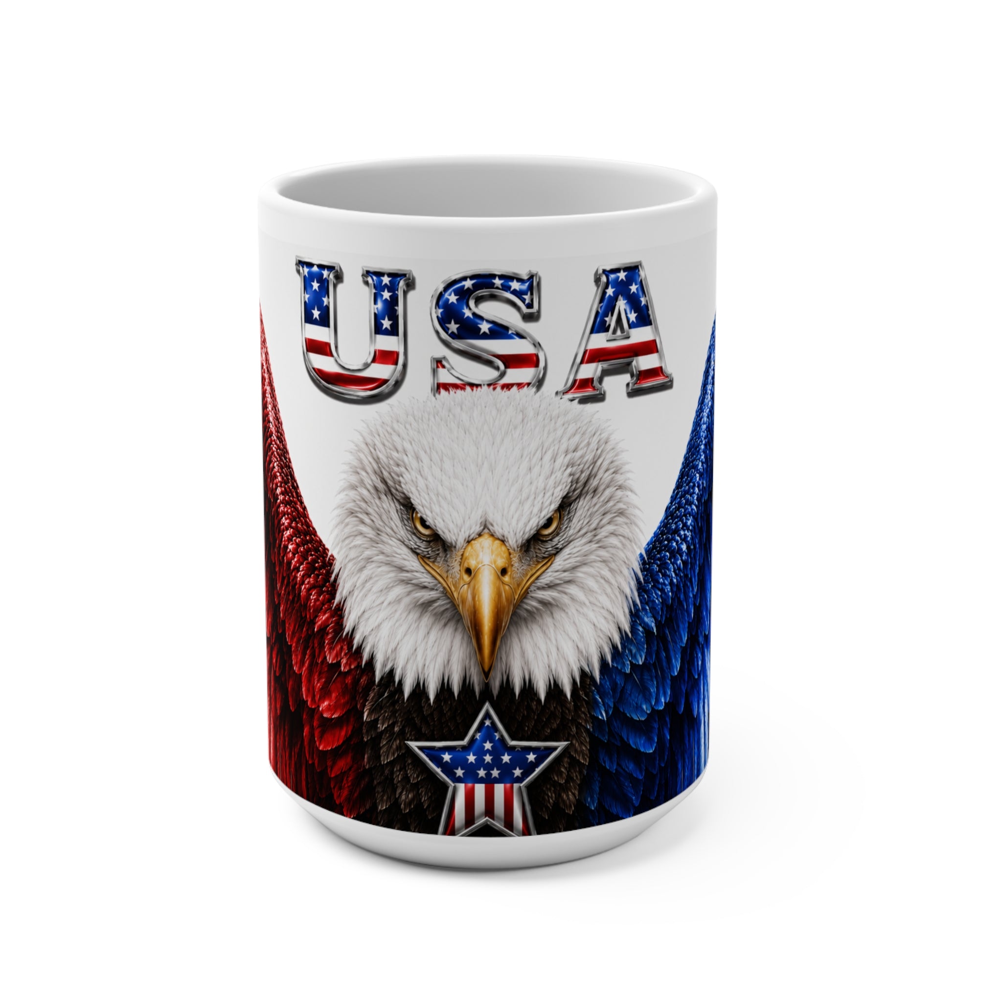 The Fugly Mugly™ USA 250 Patriotic Eagle White Mug – American Freedom Art Coffee Mug, Limited Edition Collector's Gift