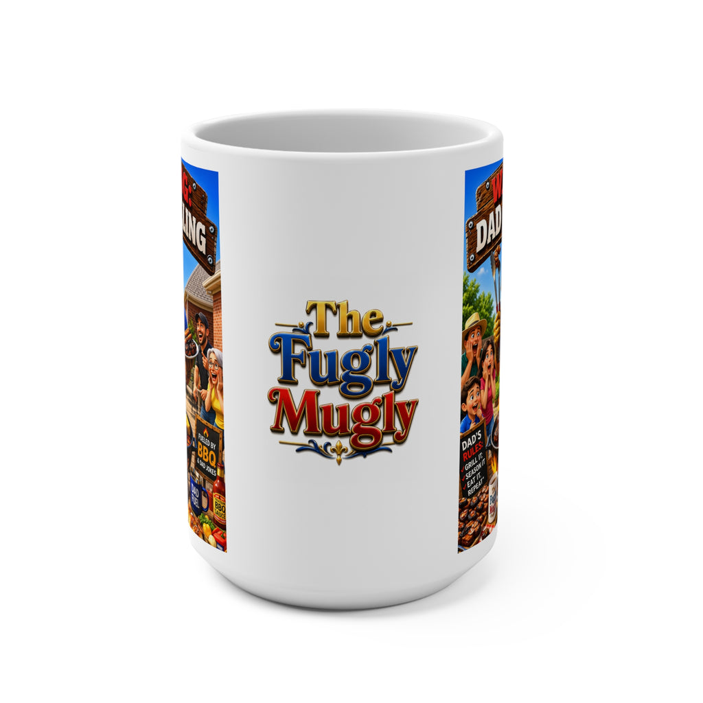 WARNING: Dad Is Grilling Coffee Mug – Funny BBQ Dad Gift, King of the Grill Mug, Backyard Barbecue Coffee Cup for Dad
