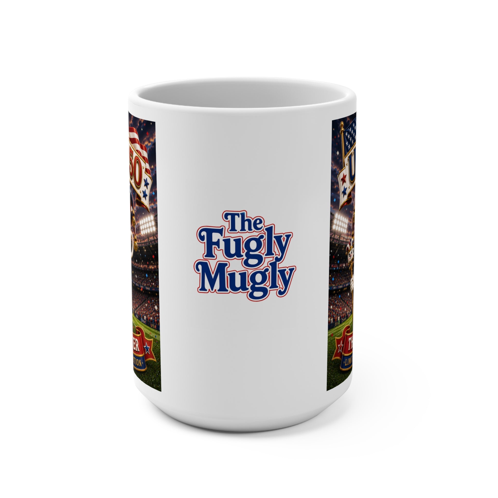 The Fugly Mugly™ USA 250 The Jester Limited Edition White Mug – Patriotic Collectible Artwork