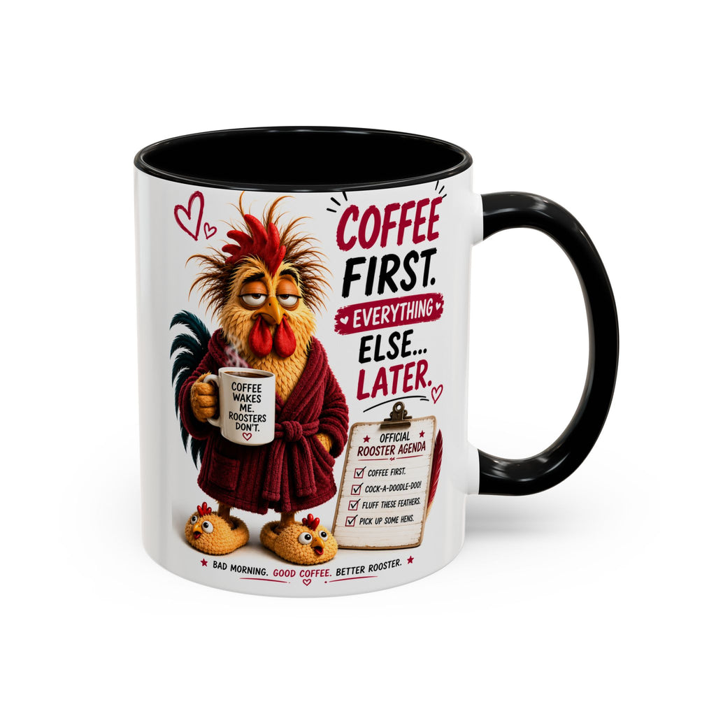 Coffee First. Everything Else… Later.™ | Luxury Rooster Coffee Mug | Funny Farmhouse Morning Gift | Cozy Coffee Lover Ceramic Mug