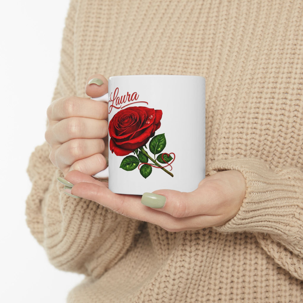 Laura – A Name That Feels Effortless | Signature Rose White Mug – Personalized Elegant Gift