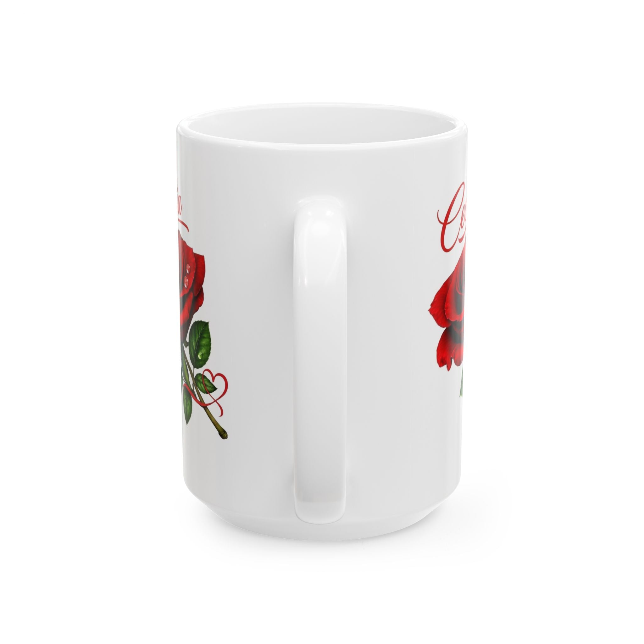 Cecilia – A Name That Feels Timeless | Signature Rose White Mug – Personalized Elegant Gift