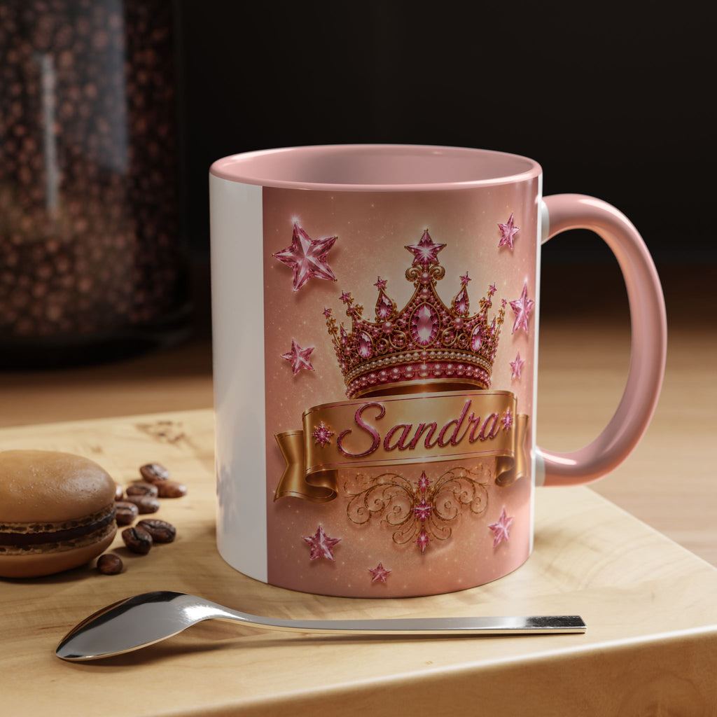 The Pink Crown of Destiny™ | Sandra Personalized Luxury Pink Accent Mug