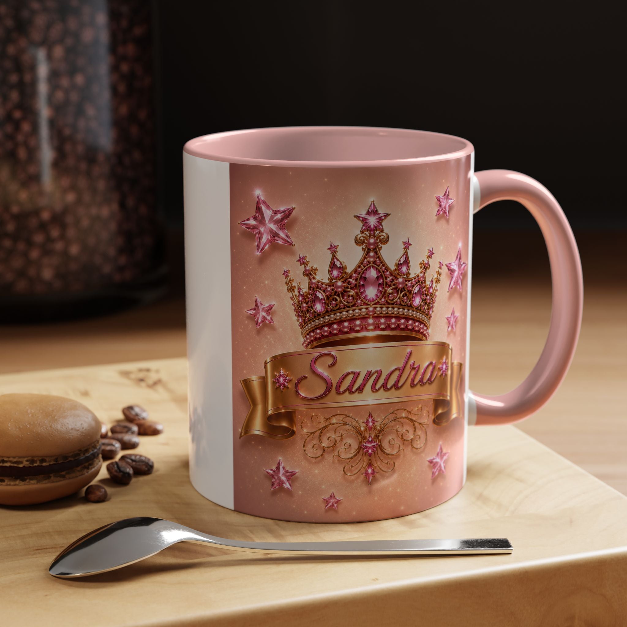 The Pink Crown of Destiny™ | Sandra Personalized Luxury Pink Accent Mug