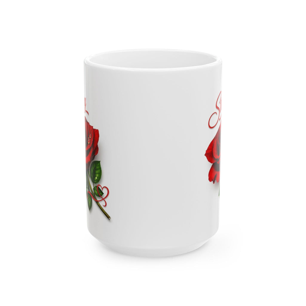 Stacey – A Name That Stands With Confidence | Signature Rose White Mug – Elegant Personalized Gift