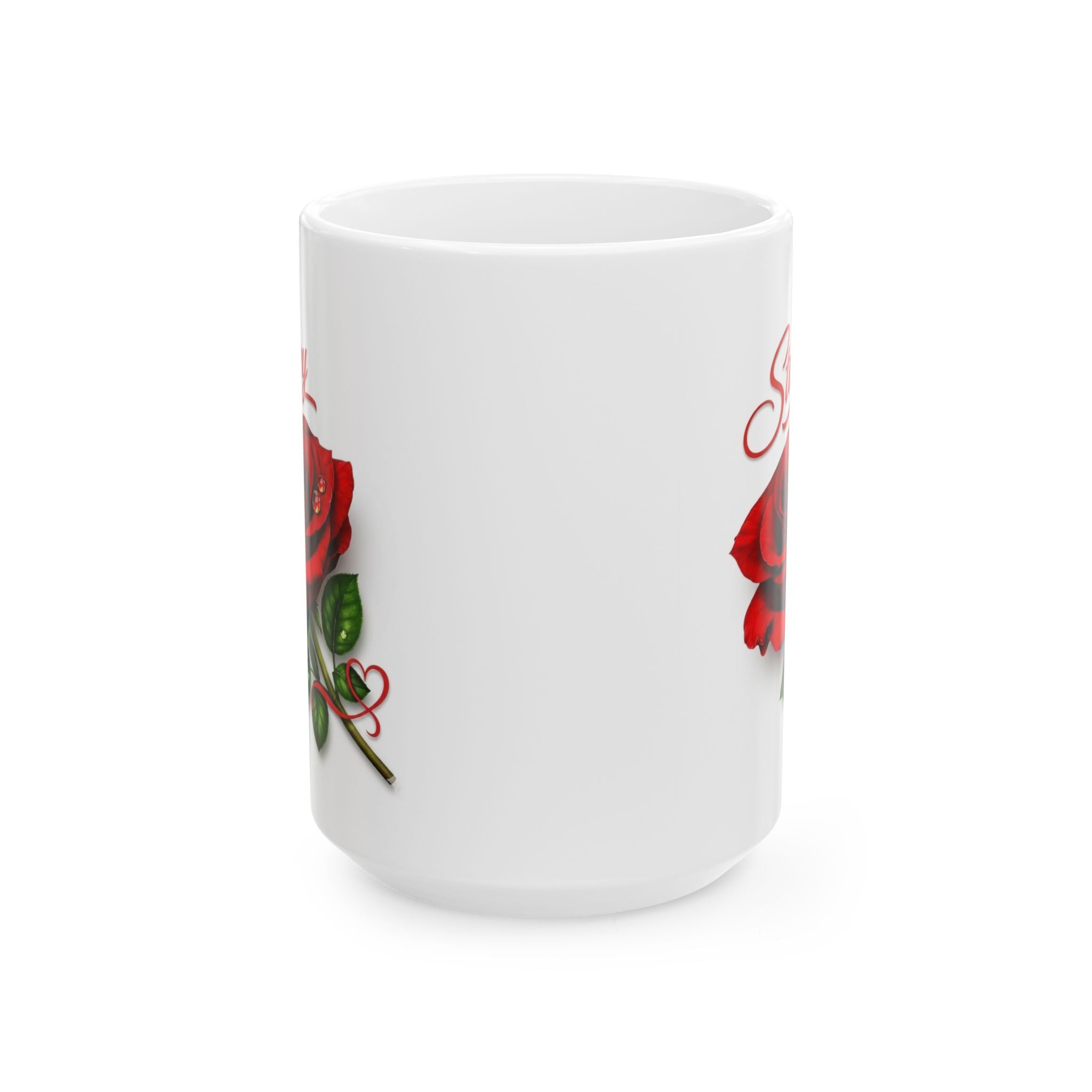 Stacey – A Name That Stands With Confidence | Signature Rose White Mug – Elegant Personalized Gift