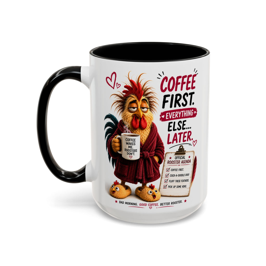 Coffee First. Everything Else… Later.™ | Luxury Rooster Coffee Mug | Funny Farmhouse Morning Gift | Cozy Coffee Lover Ceramic Mug