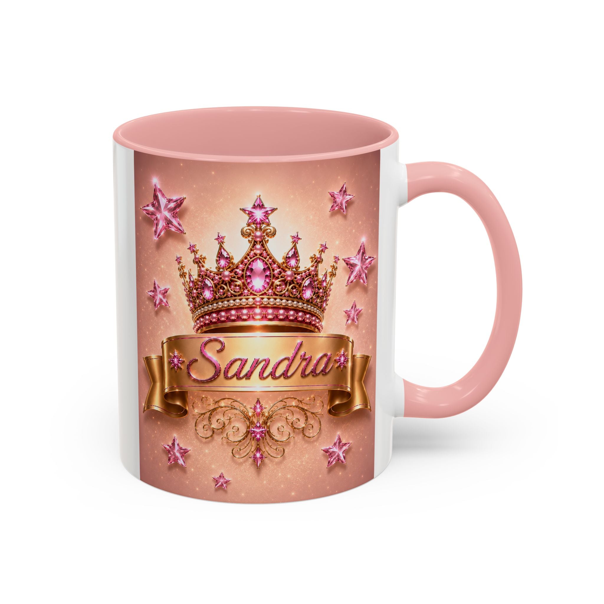 The Pink Crown of Destiny™ | Sandra Personalized Luxury Pink Accent Mug