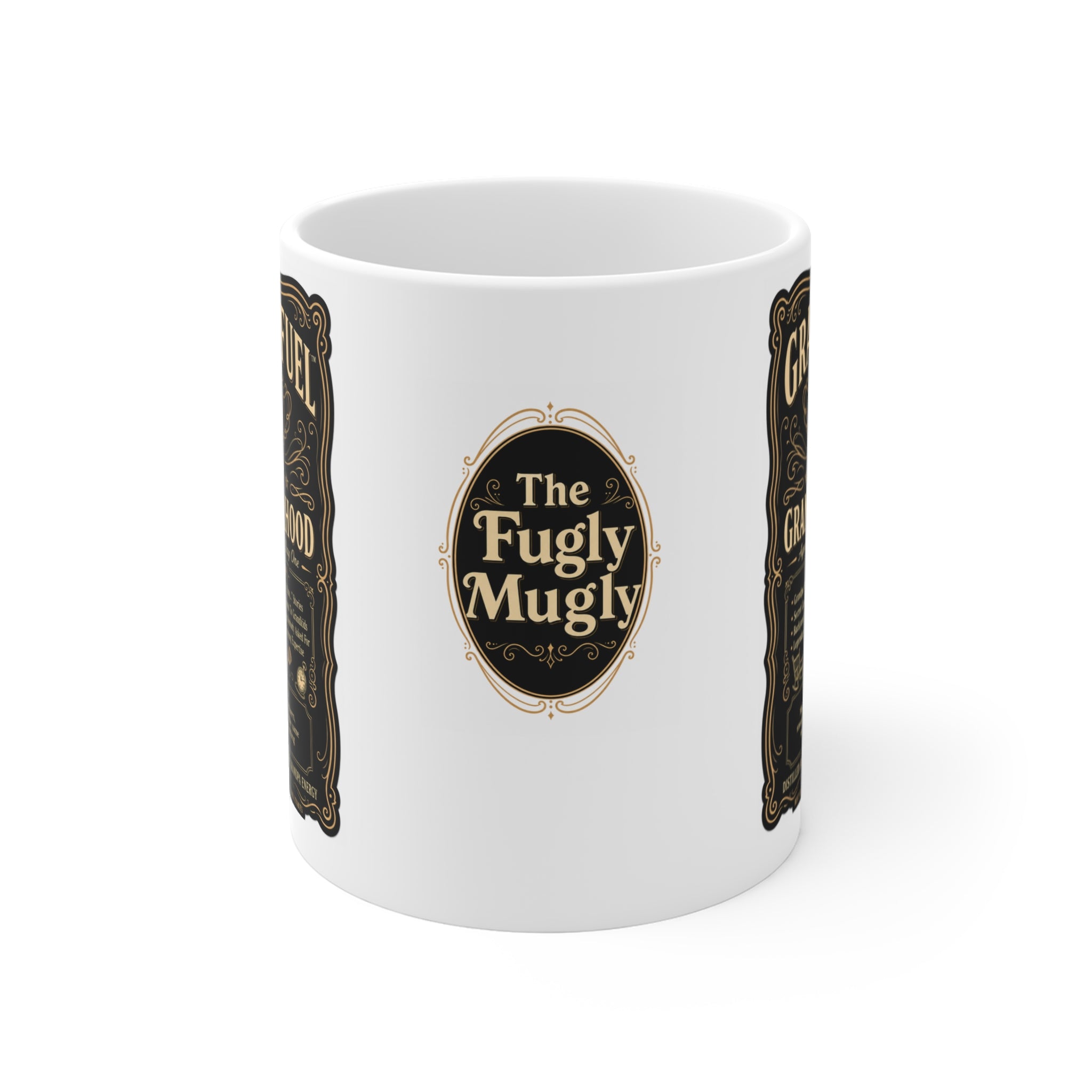 The Fugly Mugly™ Grandpa Fuel Mug – Premium Vintage Whiskey Label Style Grandpa Coffee Mug | Luxury Grandfather Gift | Bold Black & Vanilla Retro Design