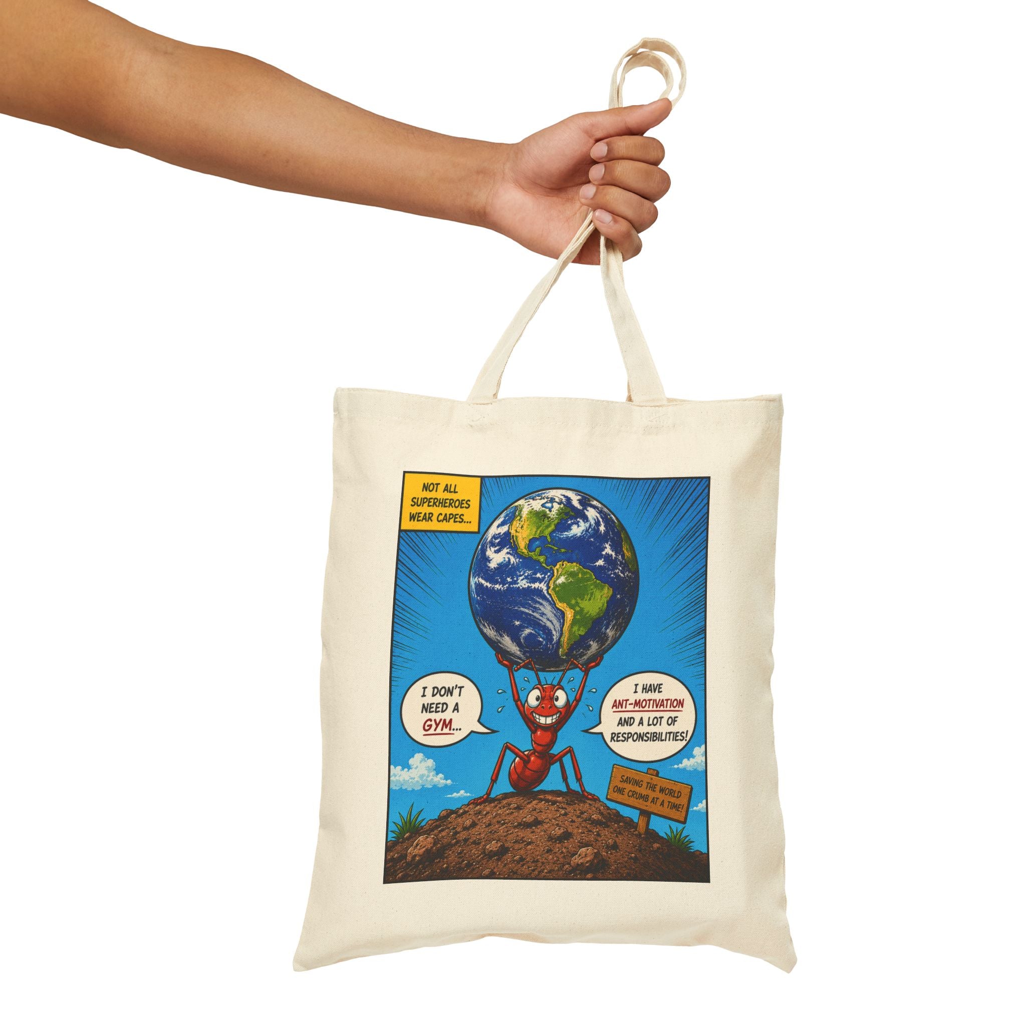 Ant-Motivation Canvas Tote – Inspirational Tote Bag | Funny Luxury Motivational Carryall