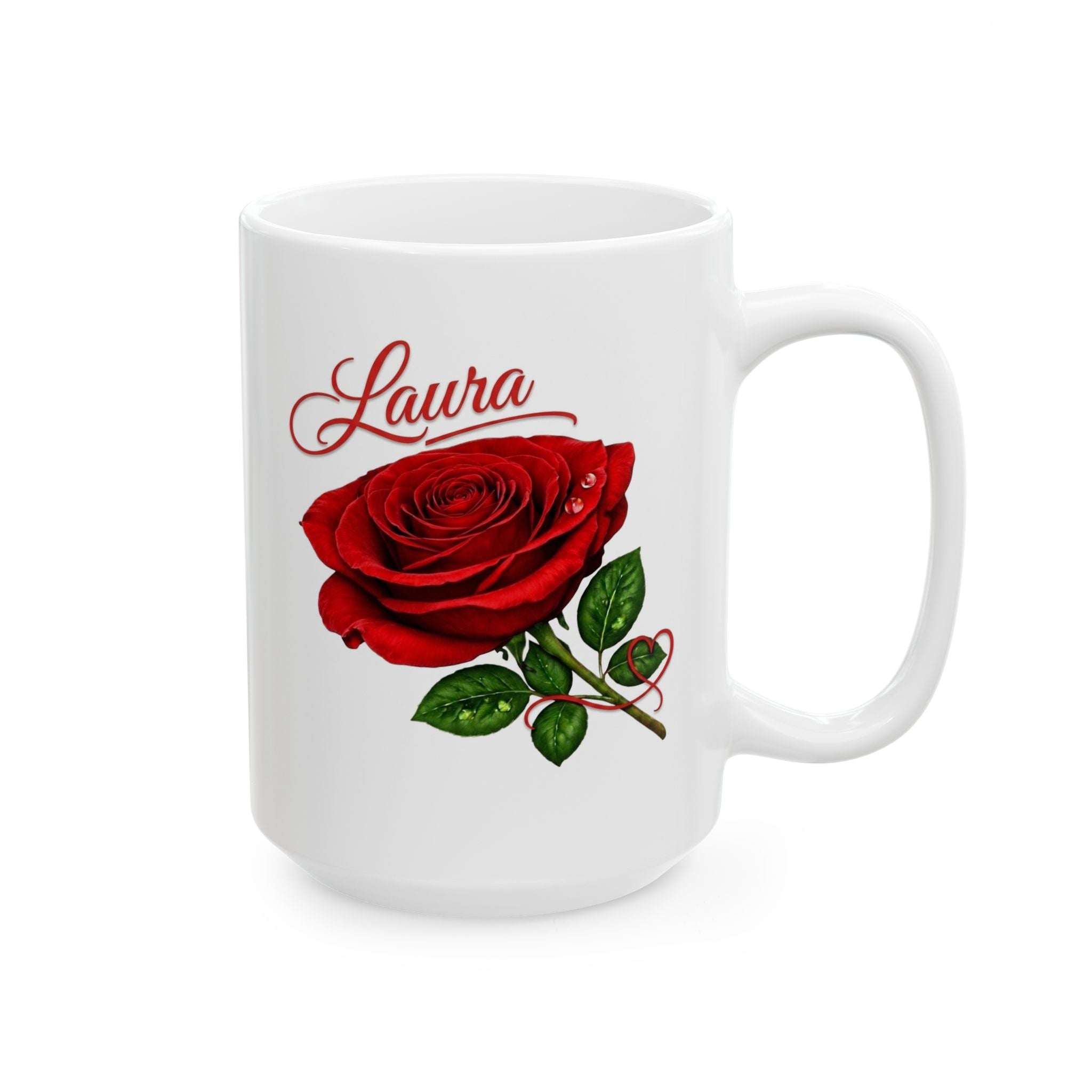 Laura – A Name That Feels Effortless | Signature Rose White Mug – Personalized Elegant Gift