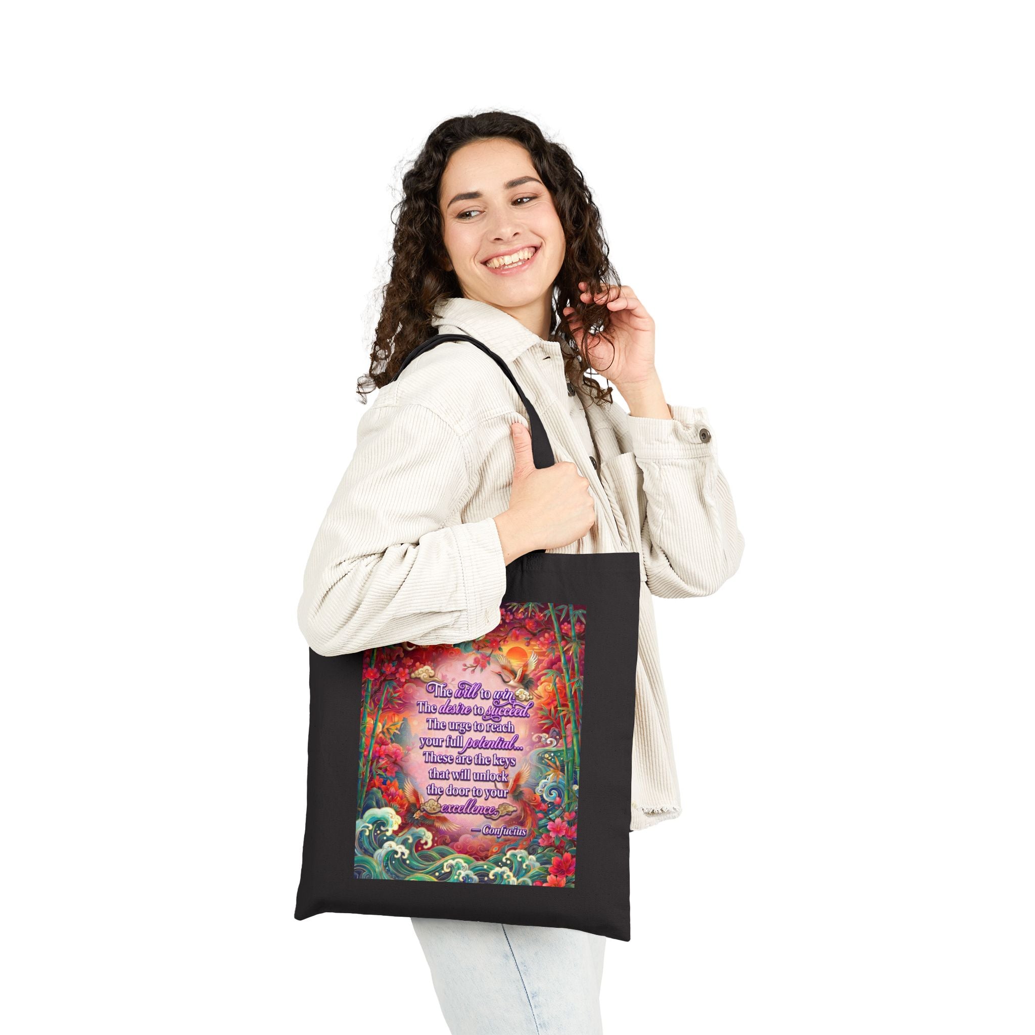 The Keys to Excellence– Confucius Wisdom Canvas Tote Bag | Luxury Philosophy Tote