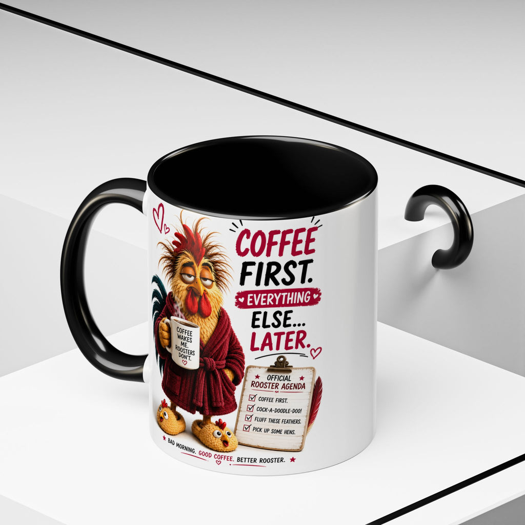 Coffee First. Everything Else… Later.™ | Luxury Rooster Coffee Mug | Funny Farmhouse Morning Gift | Cozy Coffee Lover Ceramic Mug