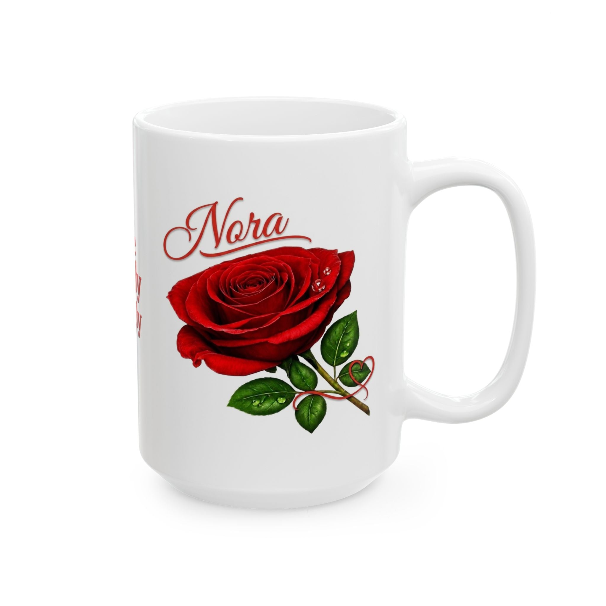 Nora – A Name That Feels Like Grace | Signature Rose White Mug – Personalized Elegant Gift
