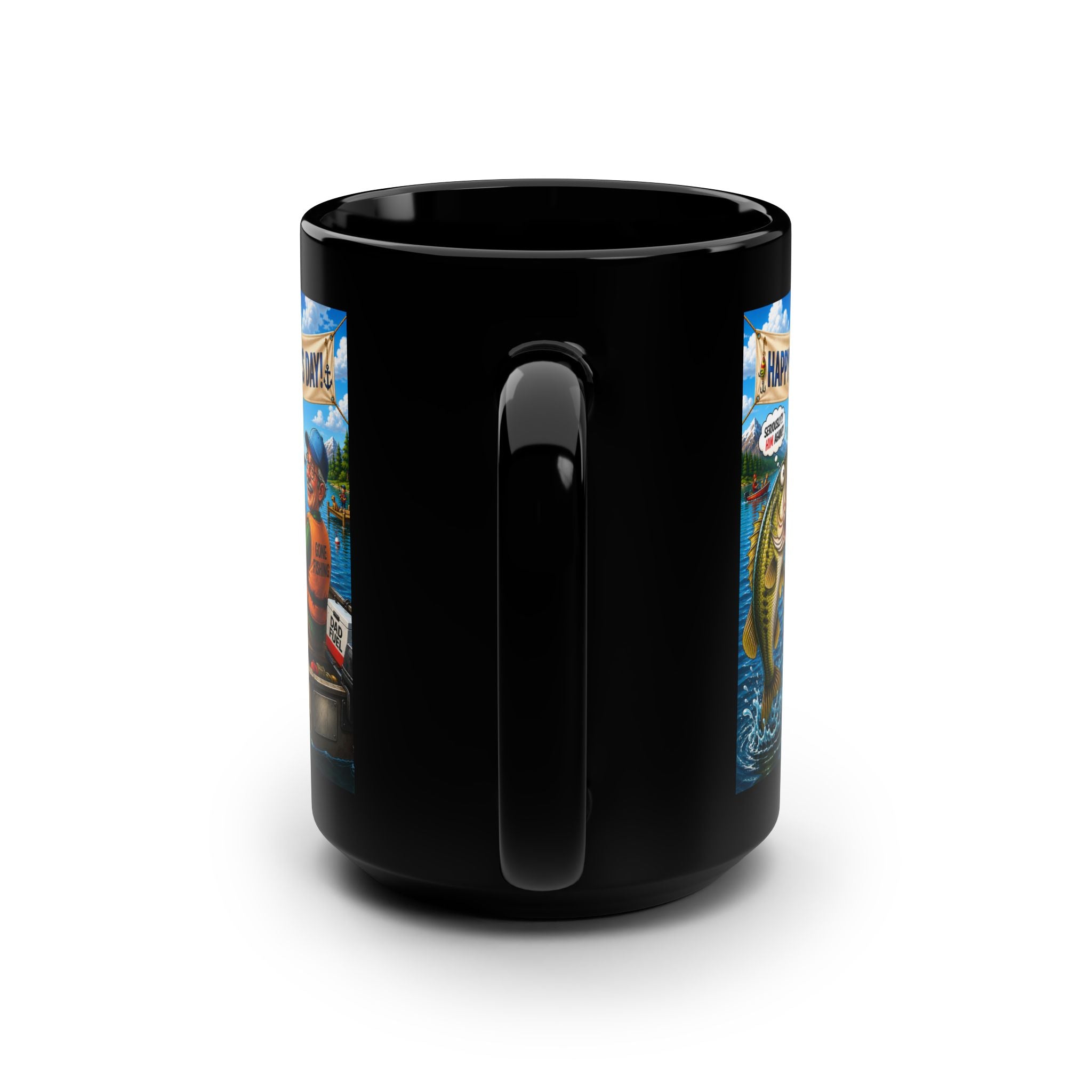 Funny Father’s Day Fishing Mug – “Dad’s Therapy” Luxury Black Coffee Mug | Premium Gift for Dad, Fisherman Mug, Funny Dad Gift