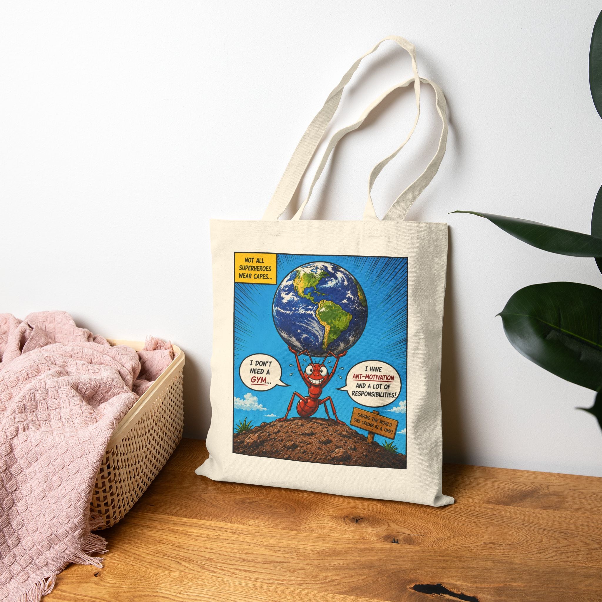 Ant-Motivation Canvas Tote – Inspirational Tote Bag | Funny Luxury Motivational Carryall