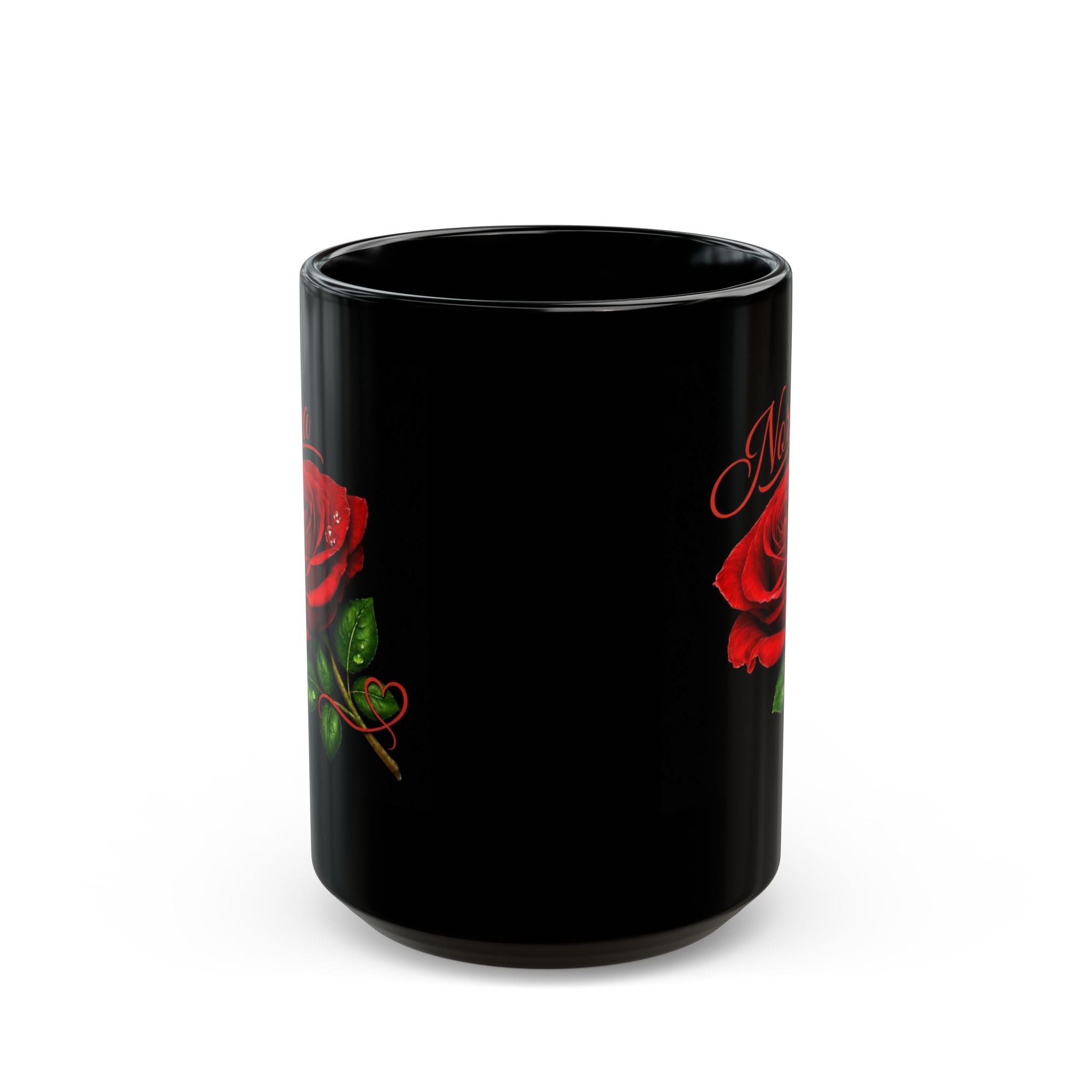 Nora – A Name That Feels Like Grace | Signature Rose Black Mug – Personalized Elegant Gift