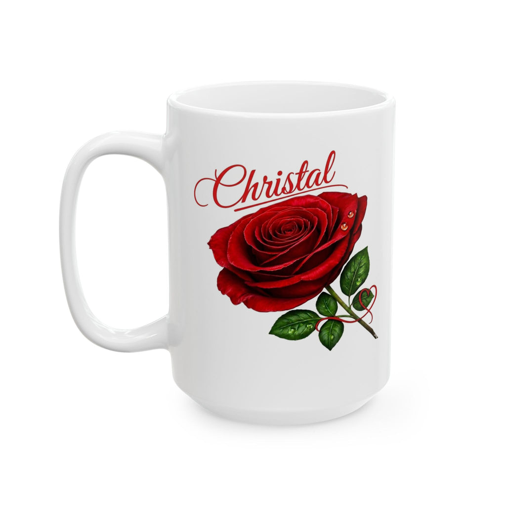 Christal – A Name That Stands Strong | Signature Rose White Mug – Elegant Personalized Gift