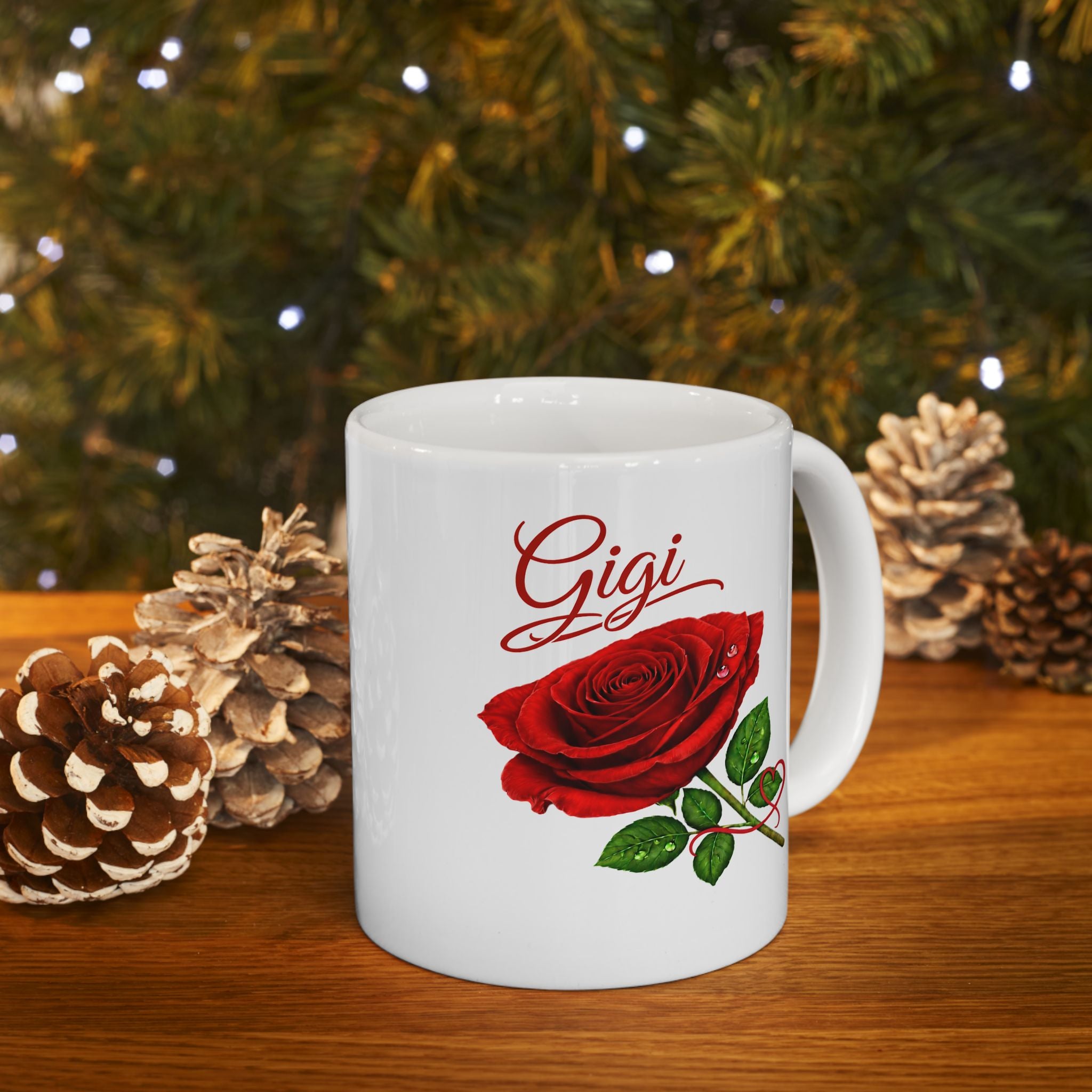 The Gigi – Signature Rose White Mug carries a soft, refined presence that feels warm, familiar, and deeply personal