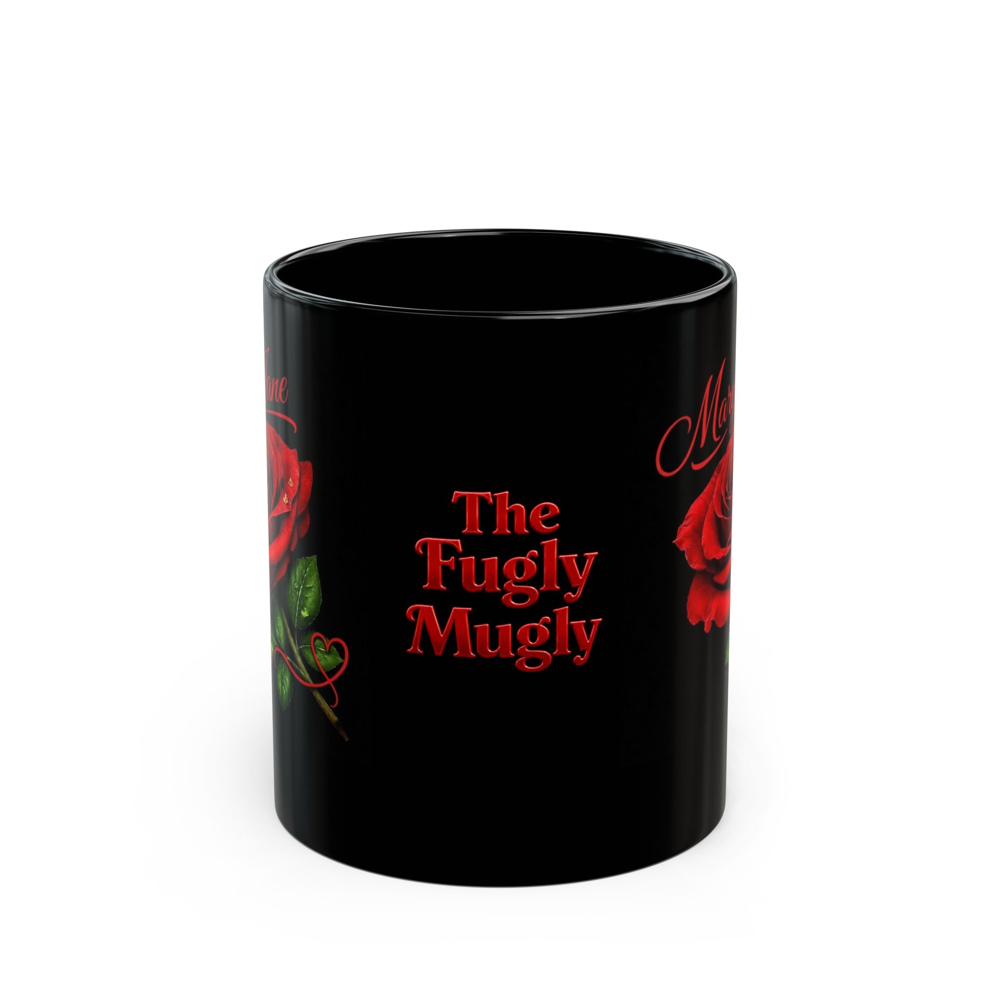 Mary Jane Signature Rose Black Mug – Personalized Luxury Gift & Elegant Keepsake