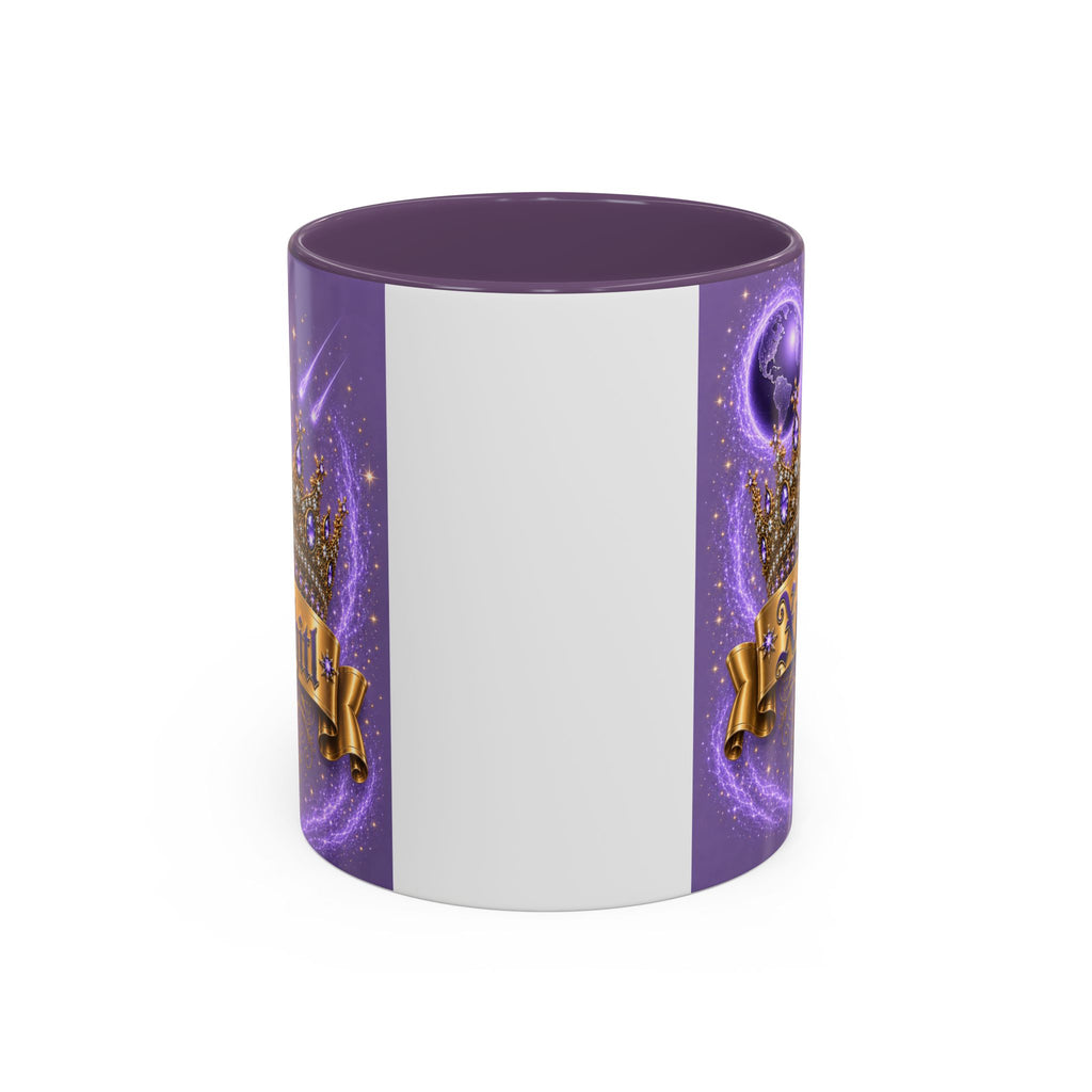 The Purple Crown of Destiny™ | Xochitl Personalized Royal Crown Mug | Luxury Celestial Fantasy Coffee Mug | Premium White Ceramic Mug | The Fugly Mugly™