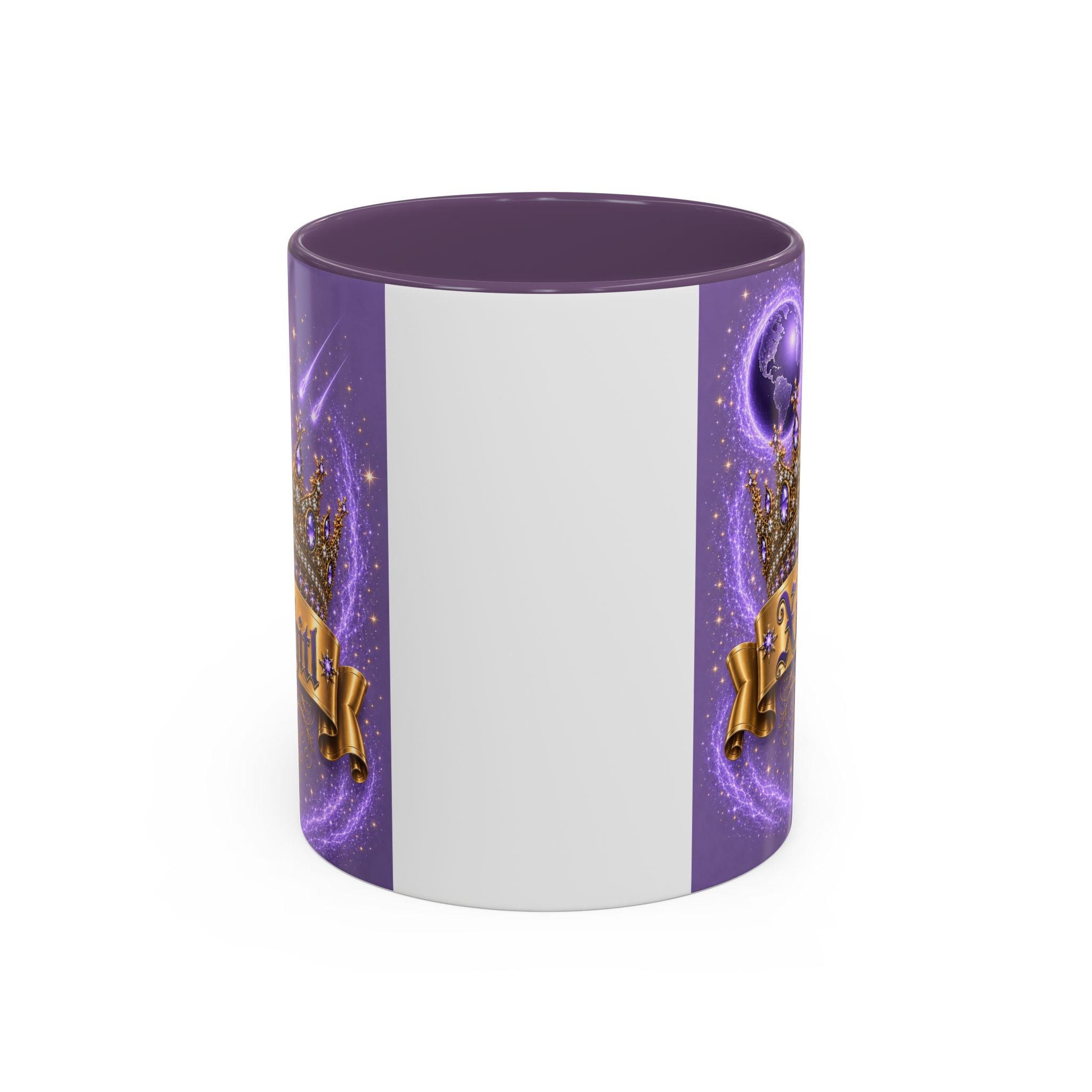 The Purple Crown of Destiny™ | Xochitl Personalized Royal Crown Mug | Luxury Celestial Fantasy Coffee Mug | Premium White Ceramic Mug | The Fugly Mugly™