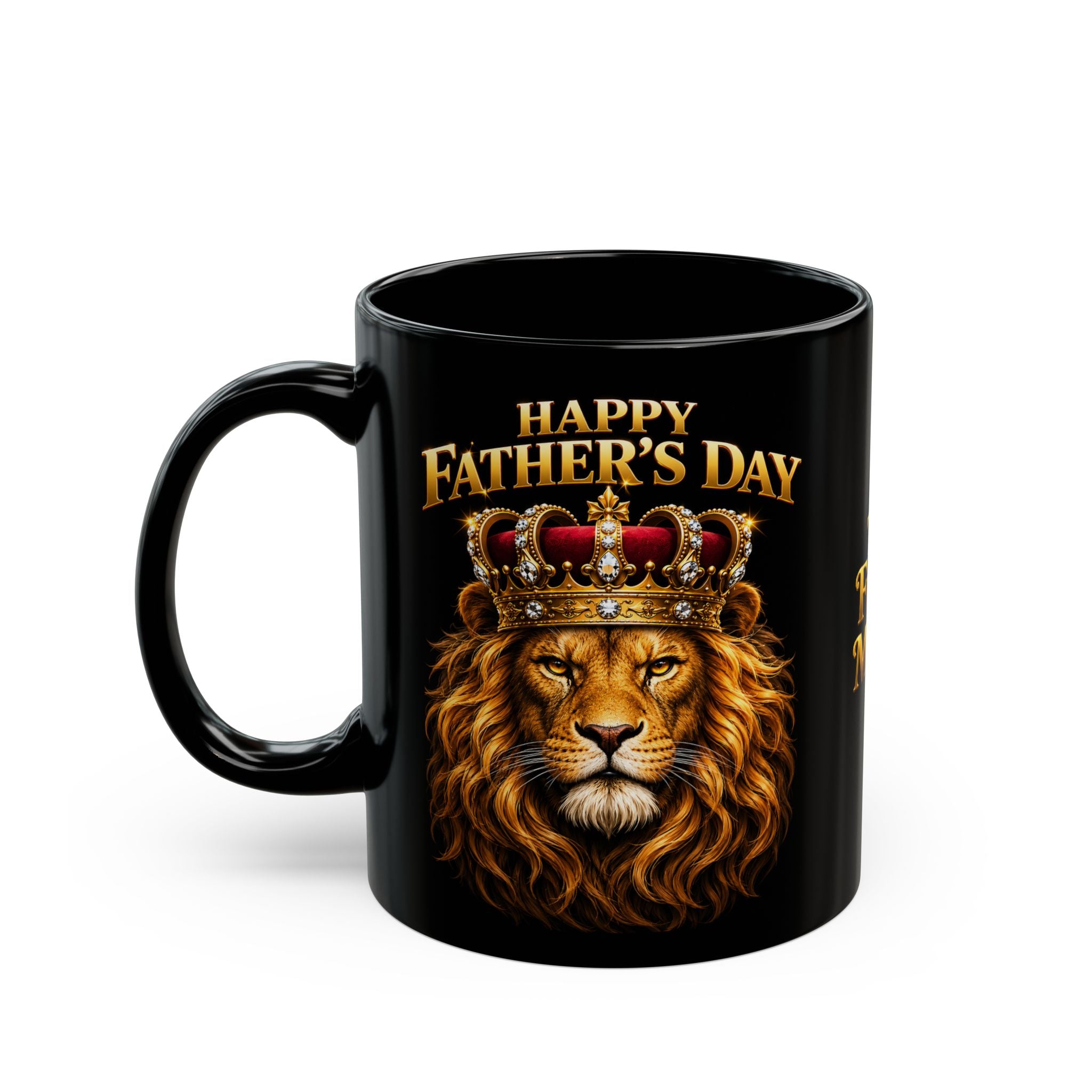 The King™ Luxury Father’s Day Black Mug – Royal Lion Crown Coffee Mug • Strength • Leadership • Legacy • Premium Gift for Dad