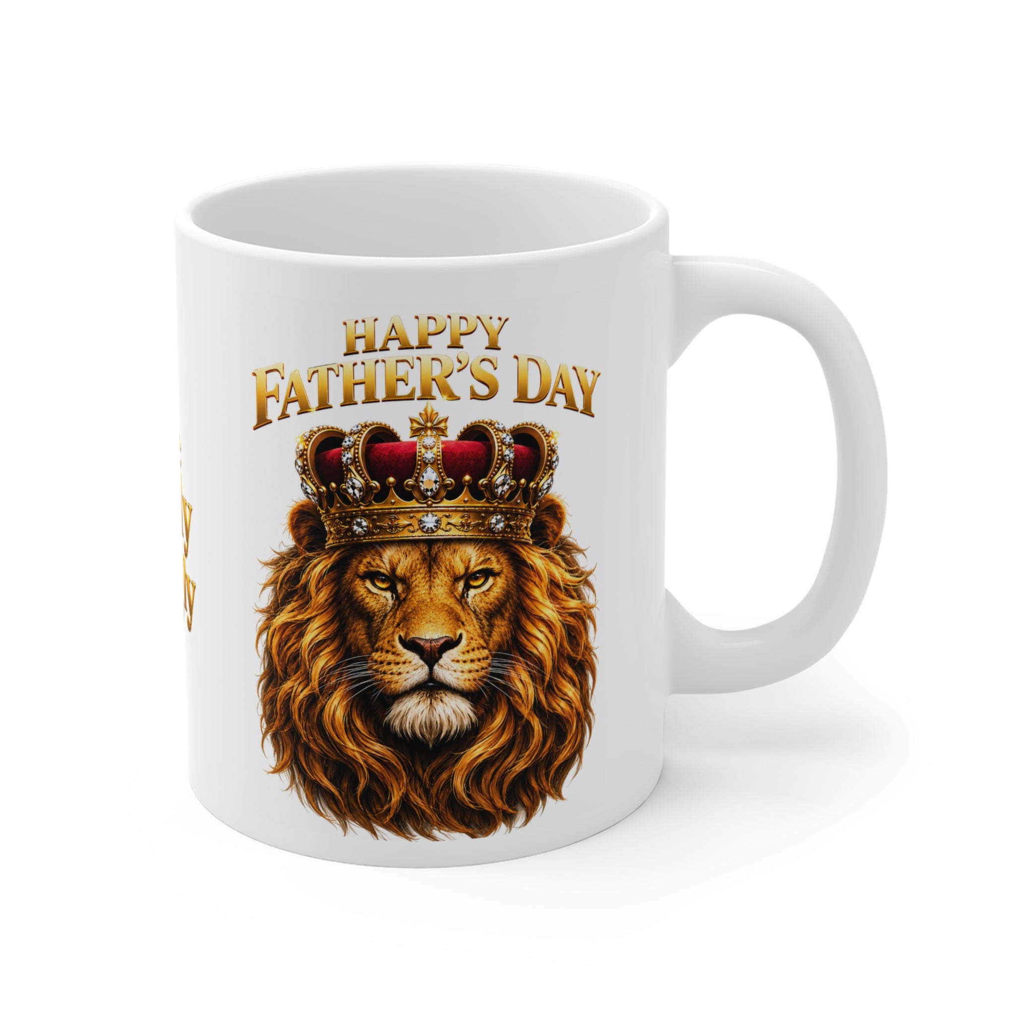 Happy Father's Day Crowned Lion Mug – Luxury King Dad Coffee Mug, Regal Lion Father Gift, Premium Crowned King Design, Legendary Dad Mug