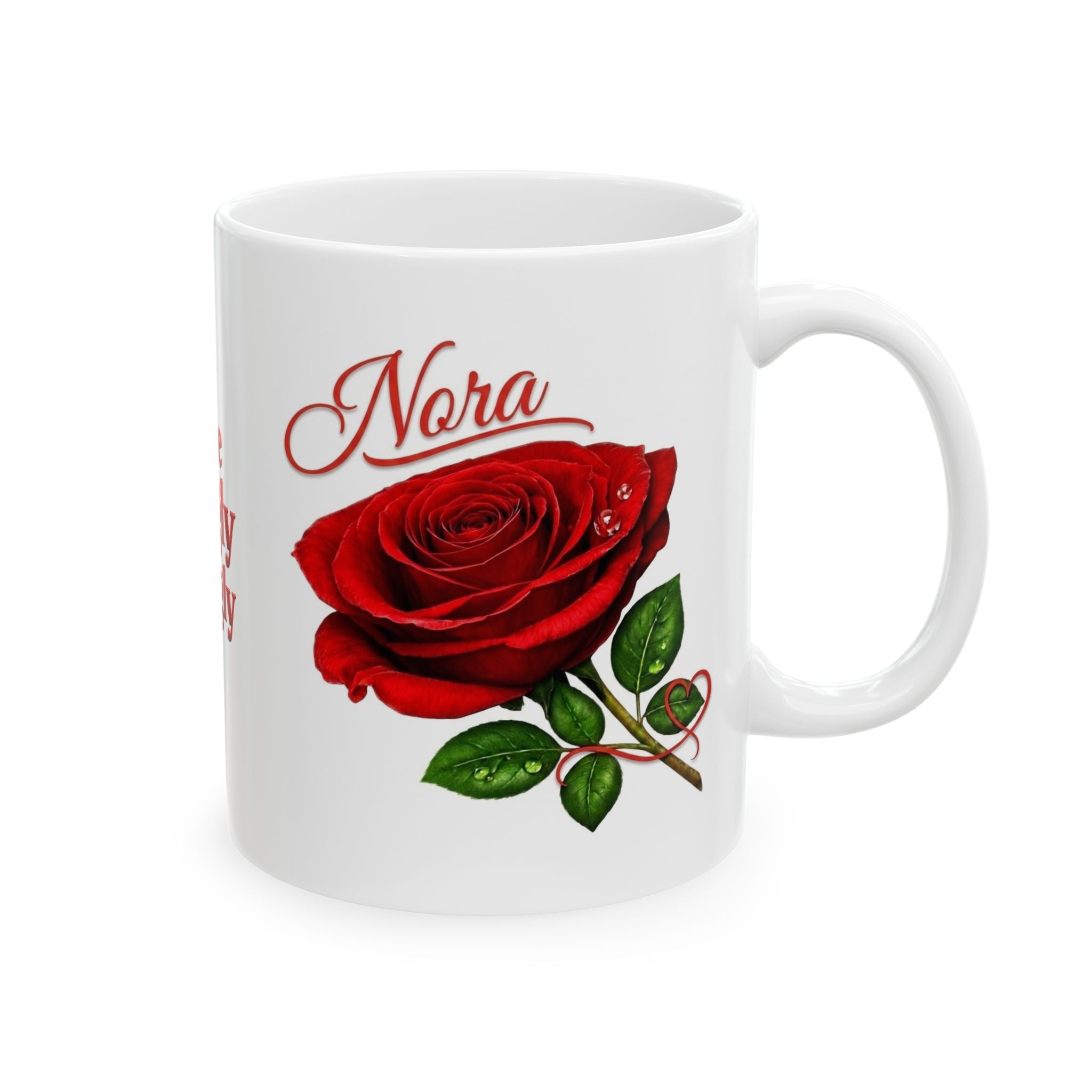 Nora – A Name That Feels Like Grace | Signature Rose White Mug – Personalized Elegant Gift