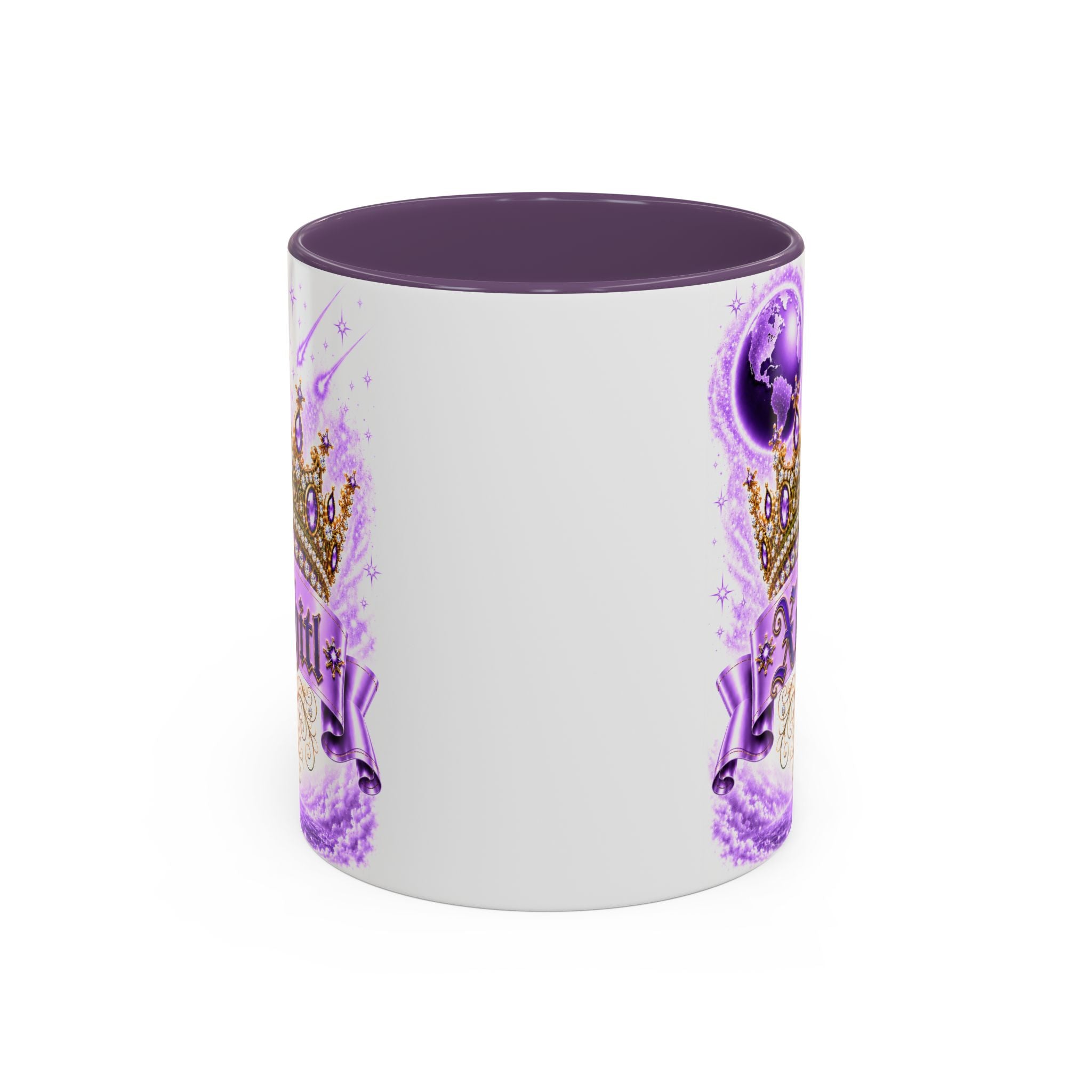 The Purple Crown of Destiny™ | Xochitl Personalized Royal Crown Mug | Luxury Celestial Fantasy Coffee Mug | Premium White Ceramic Mug | The Fugly Mugly™