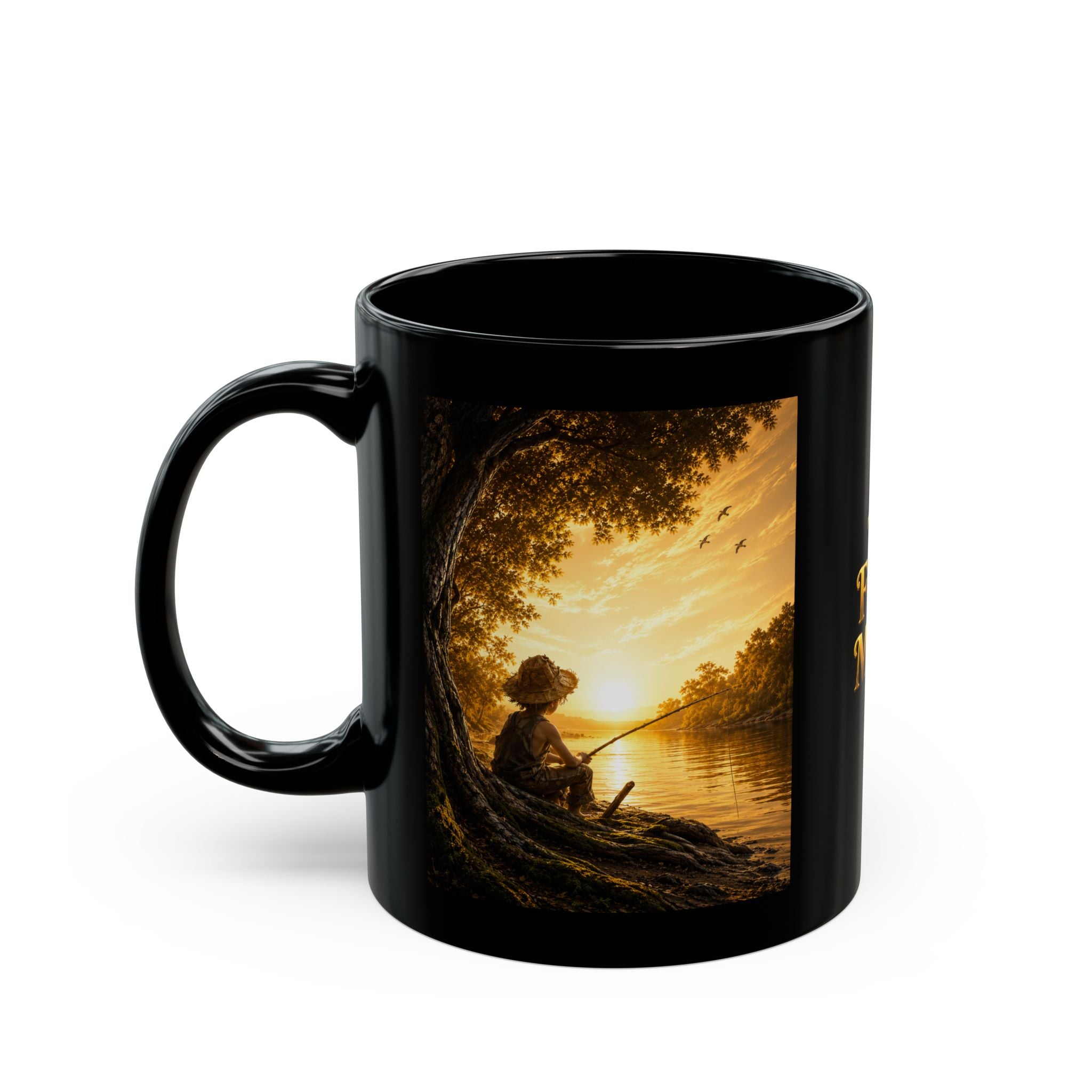Golden Horizon™ Luxury Black Coffee Mug — Reflection • Peace • Timeless Ambition