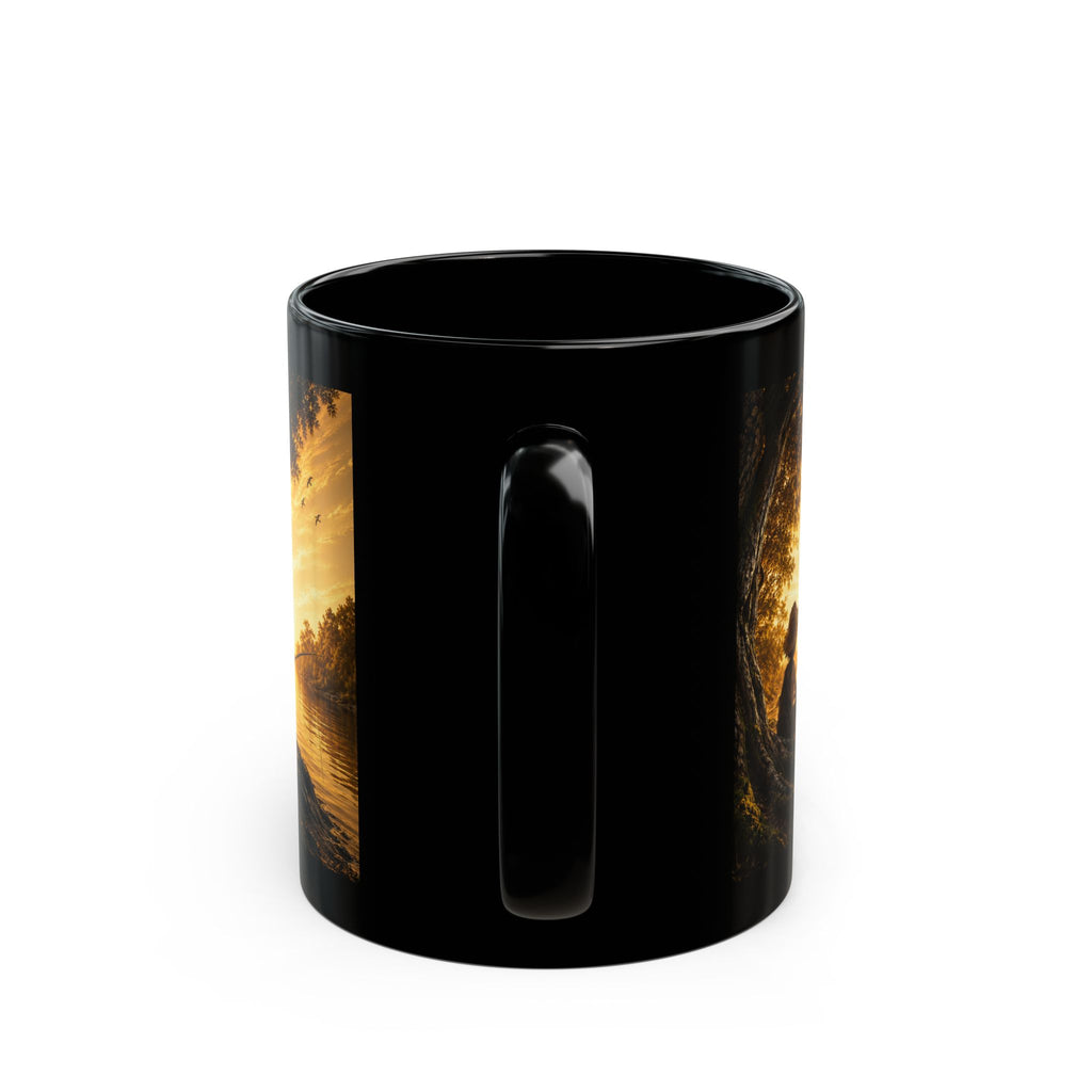 Golden Horizon™ Luxury Black Coffee Mug — Reflection • Peace • Timeless Ambition